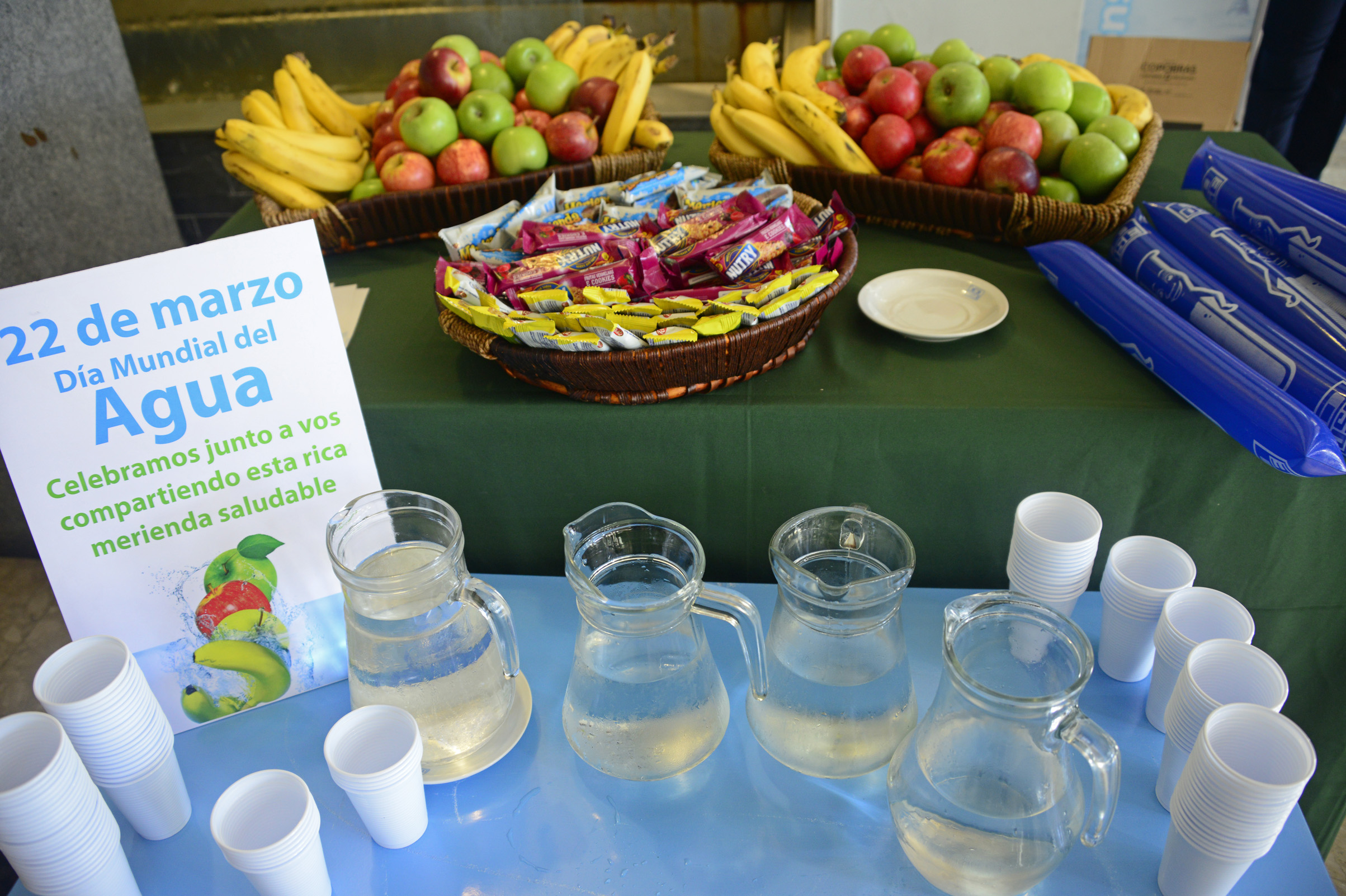 Celebración del Día Mundial del Agua en el hall principal del edificio de OSE