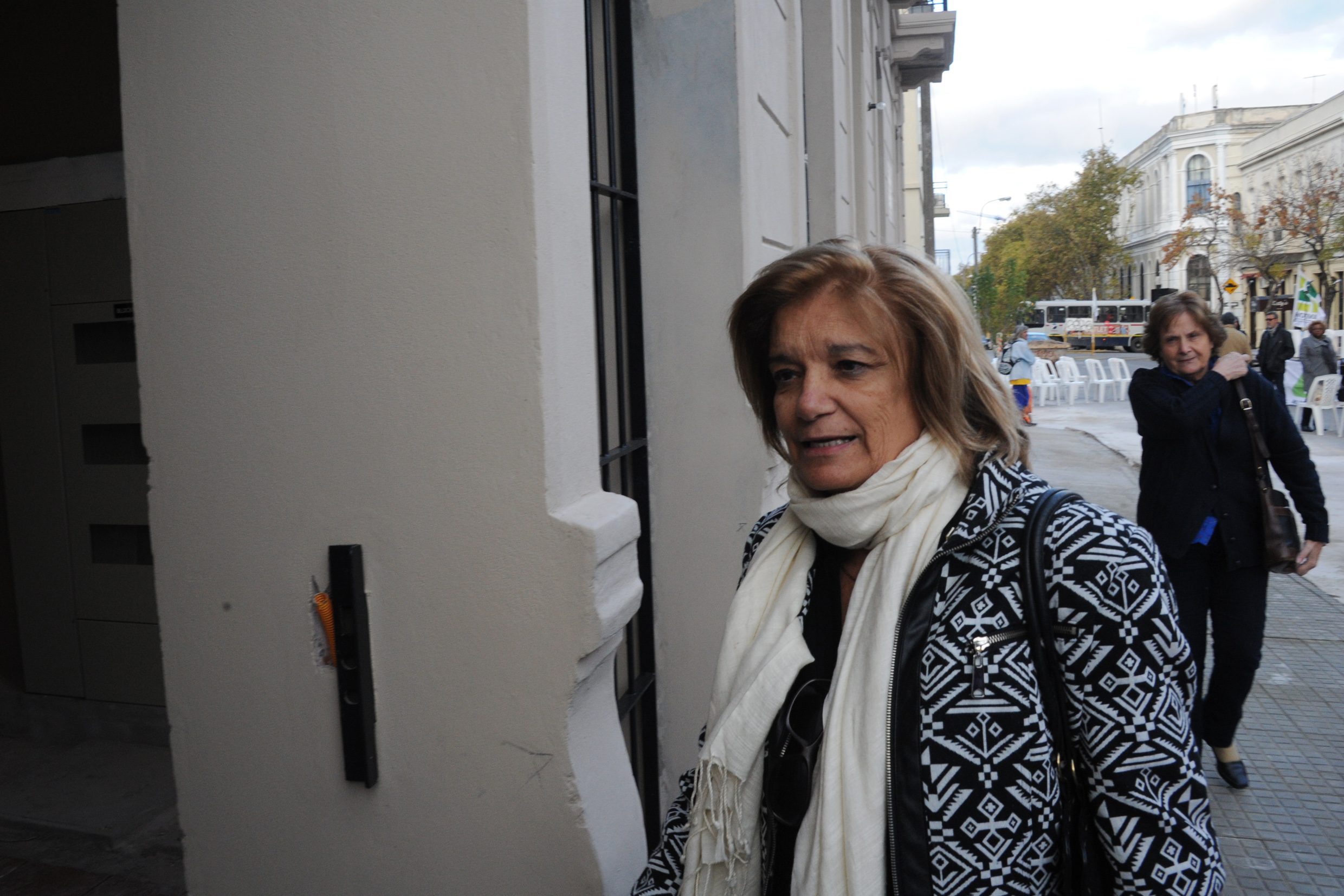 La ministra de Vivienda, Ordenamiento Territorial y Medio Ambiente, Eneida de Léon, ingresa a las viviendas.