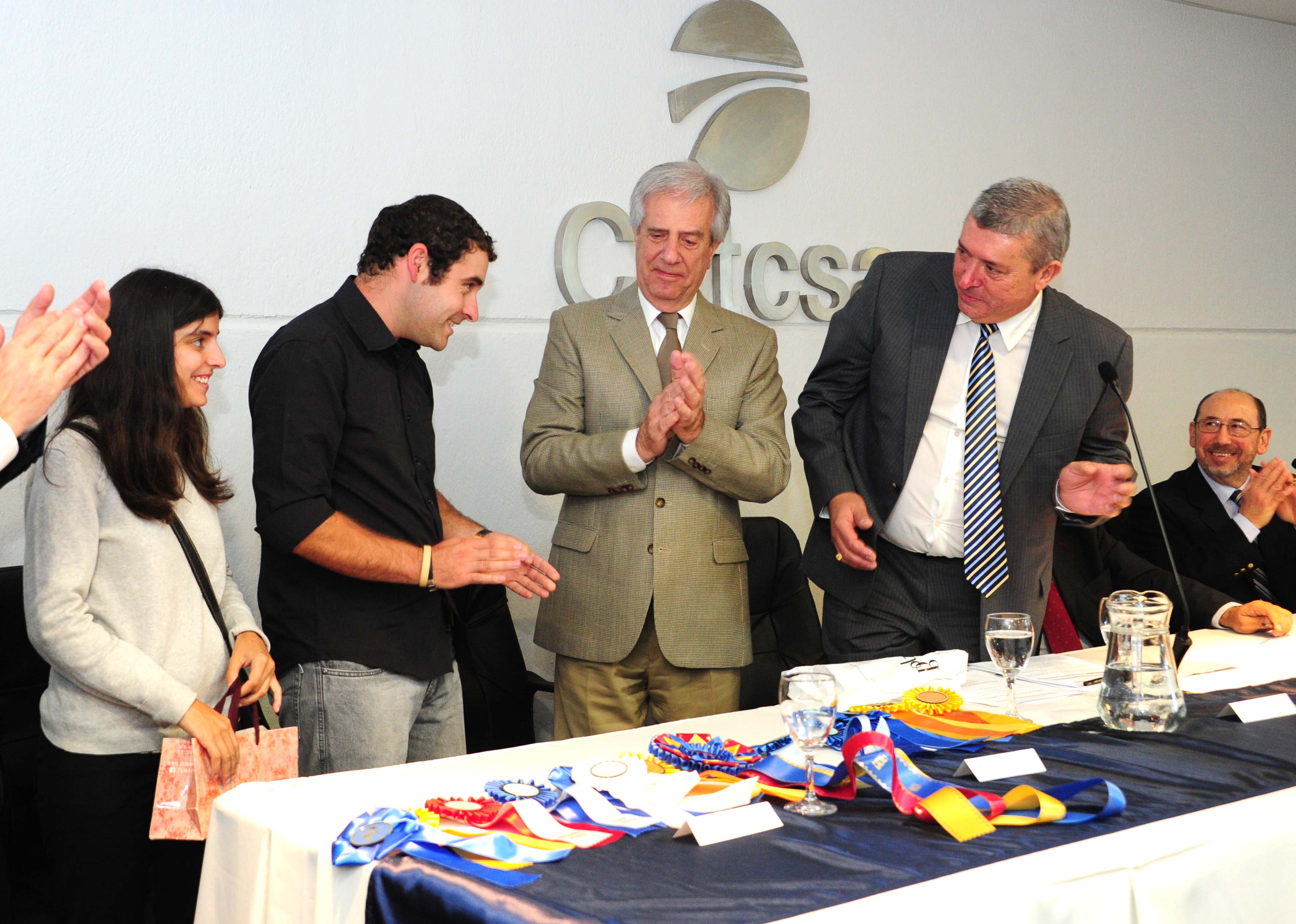 Presidente Tabaré Vázquez junto al presidente de CUTCSA Juan Salgado