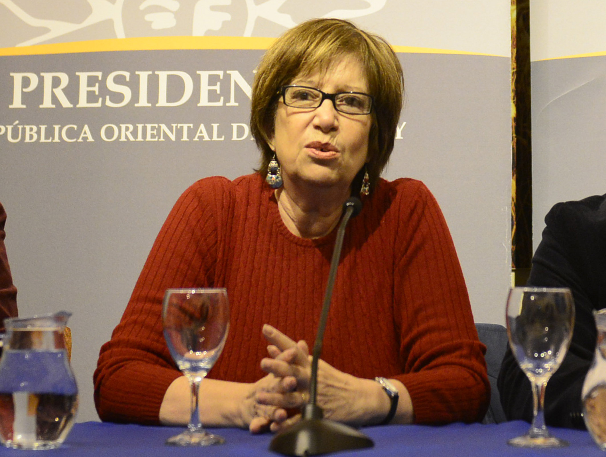 Ministra Arismendi, haciendo uso de la palabra en conferencia de prensa