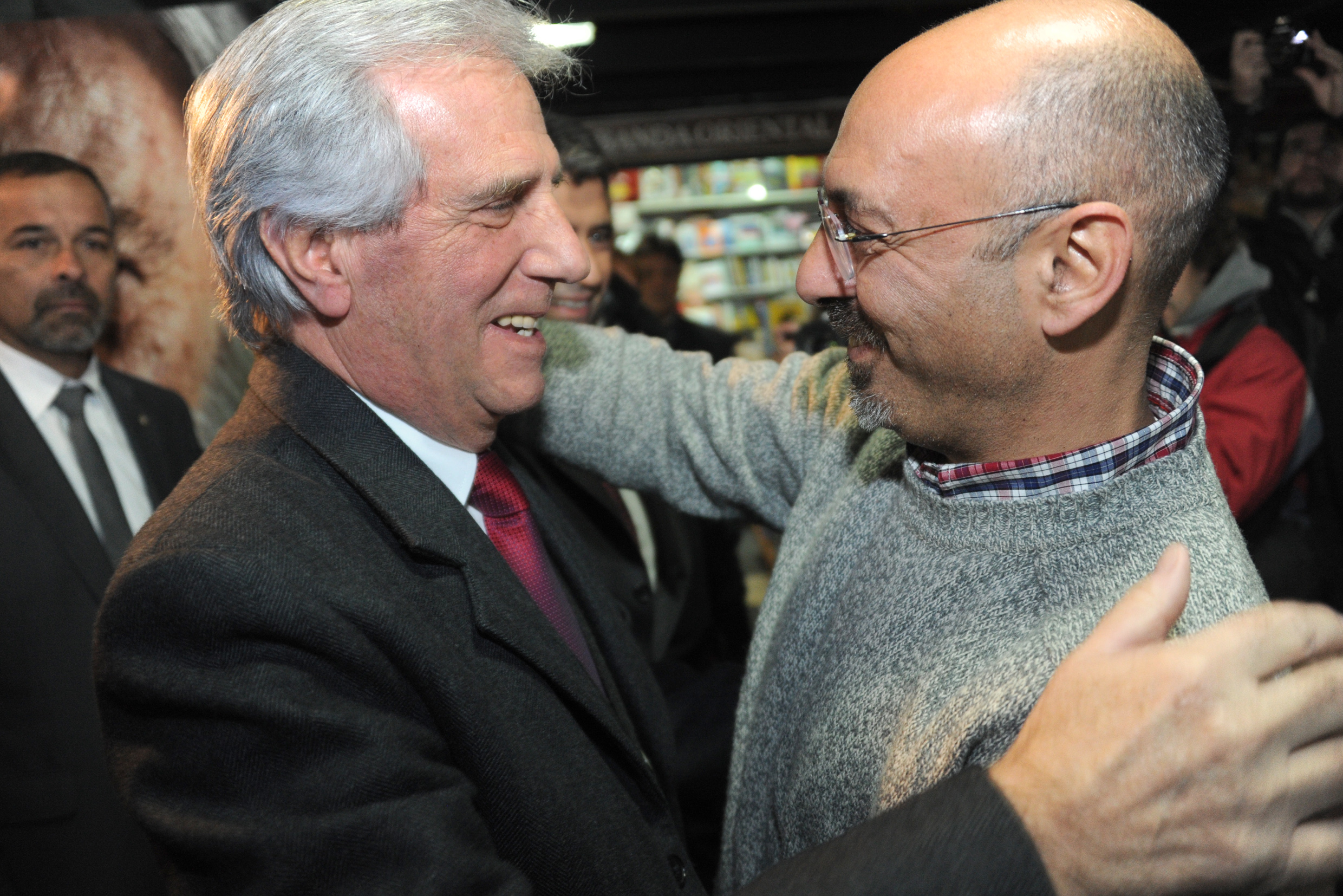 El Presidente de la República, Tabaré Vázquez, y el representante del PIT-CNT, Marcelo Abdala.