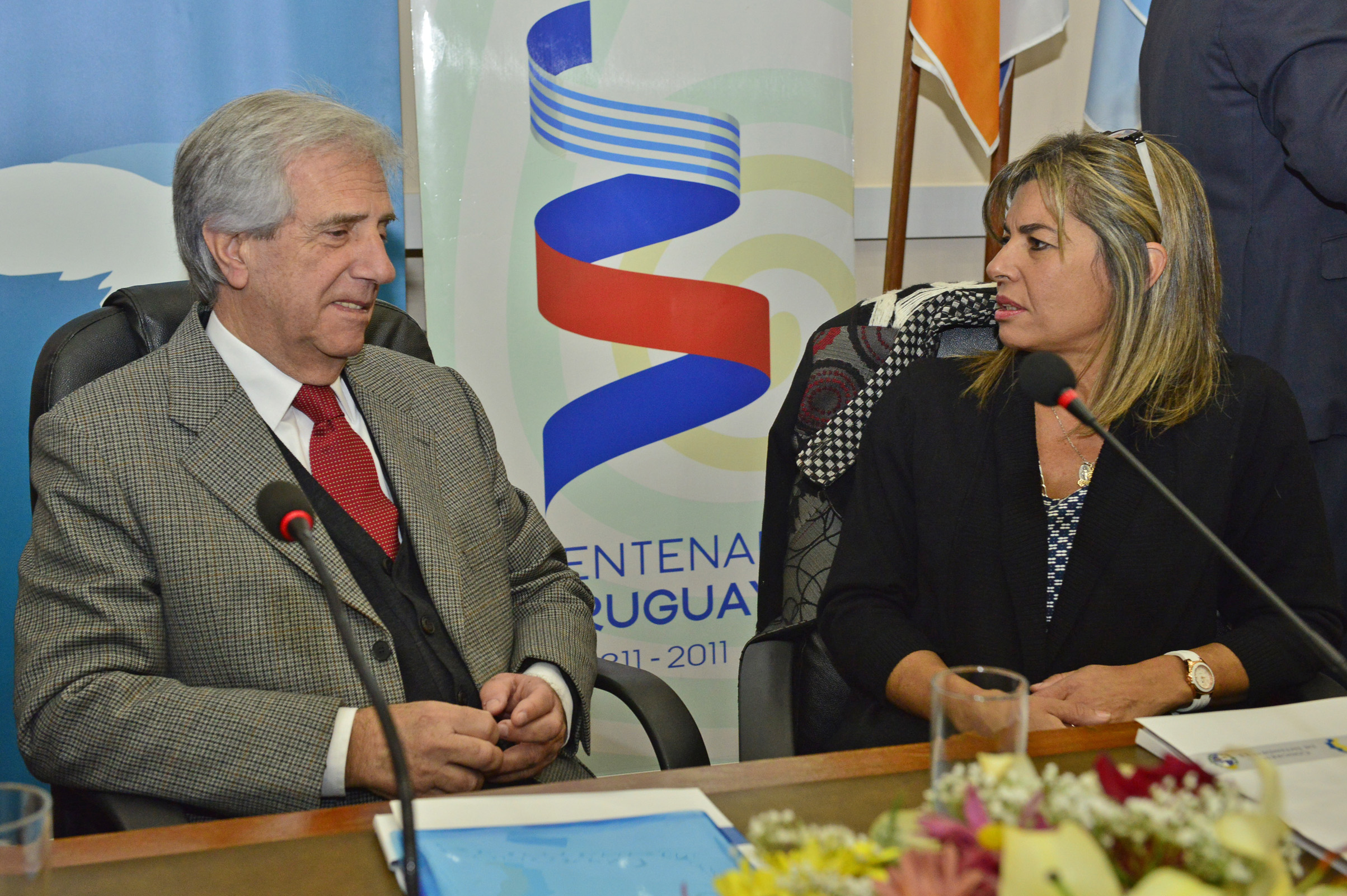 Presidente de la República, Tabaré Vázquez junto a Adriana Peña, Intendenta de Lavalleja