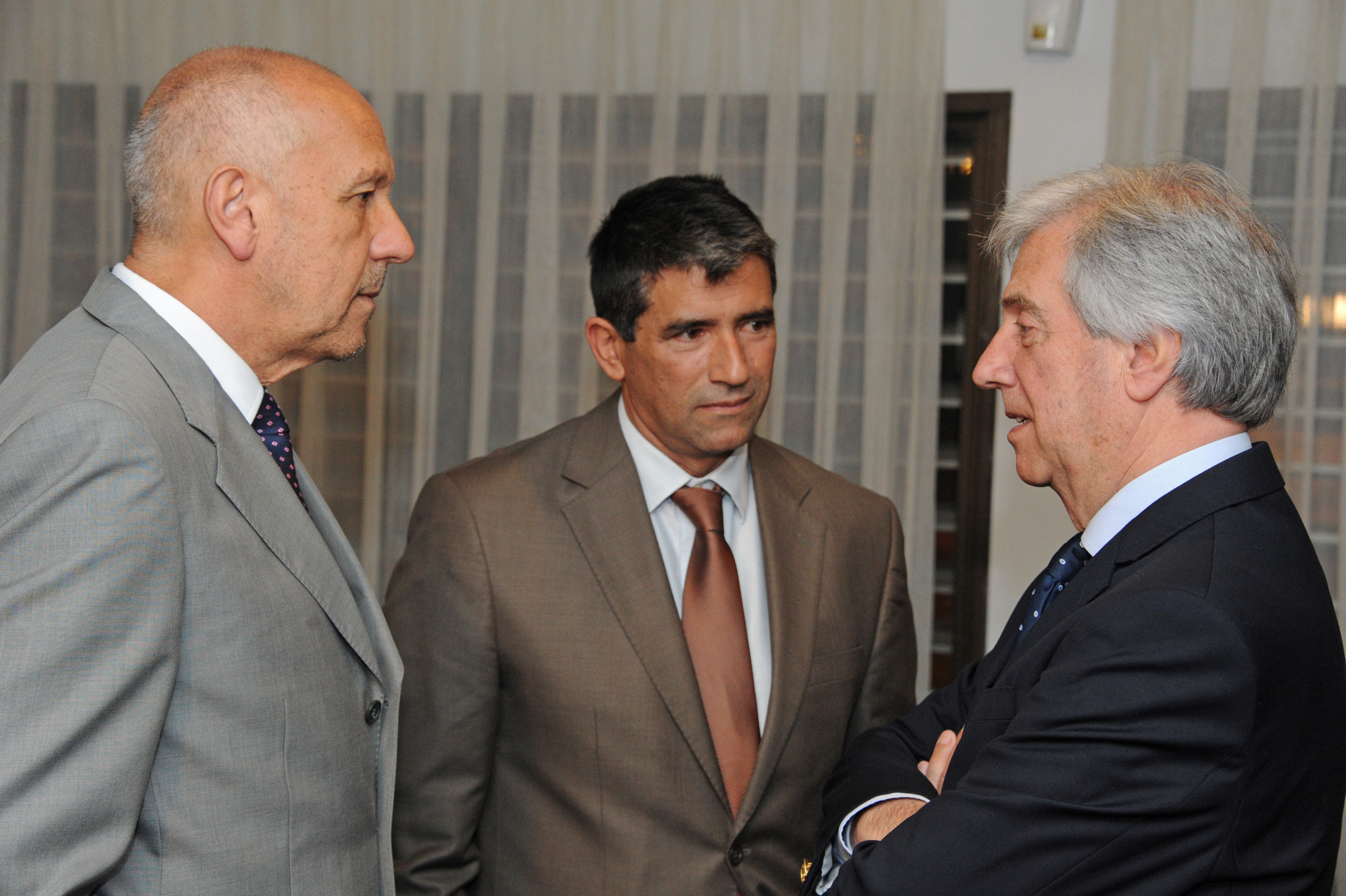 Secretario de Presidencia Miguel Angel Toma, Vicepresidente Raúl Sendic y Presidente Tabaré Vázquez