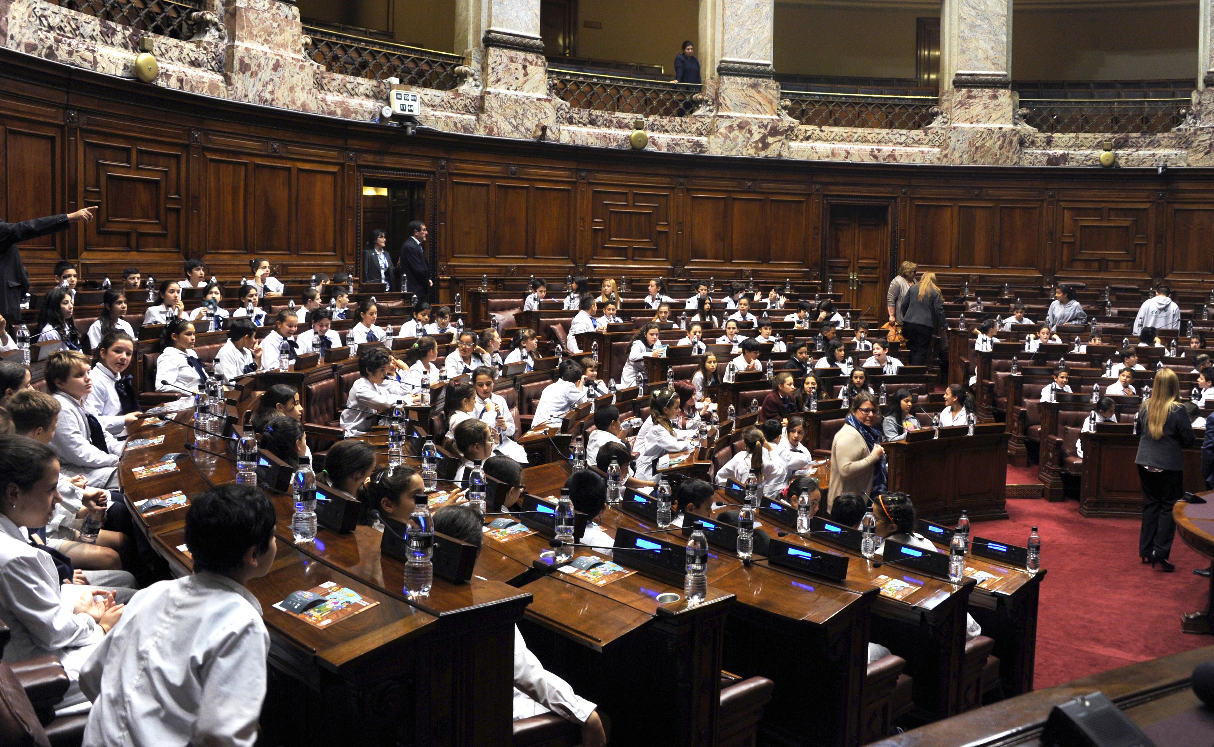 Escolares defendieron sus derechos de niño en sesión parlamentaria presidida por ellos