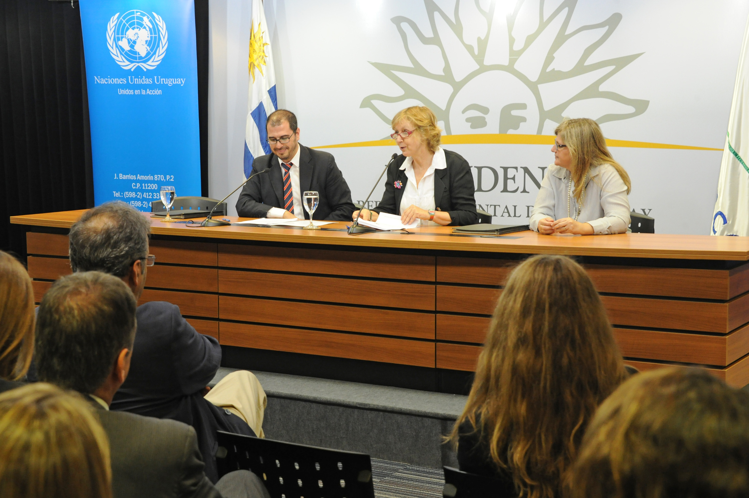 Representante del sistema de ONU en Uruguay, Denise Cook, haciendo uso de la palabra