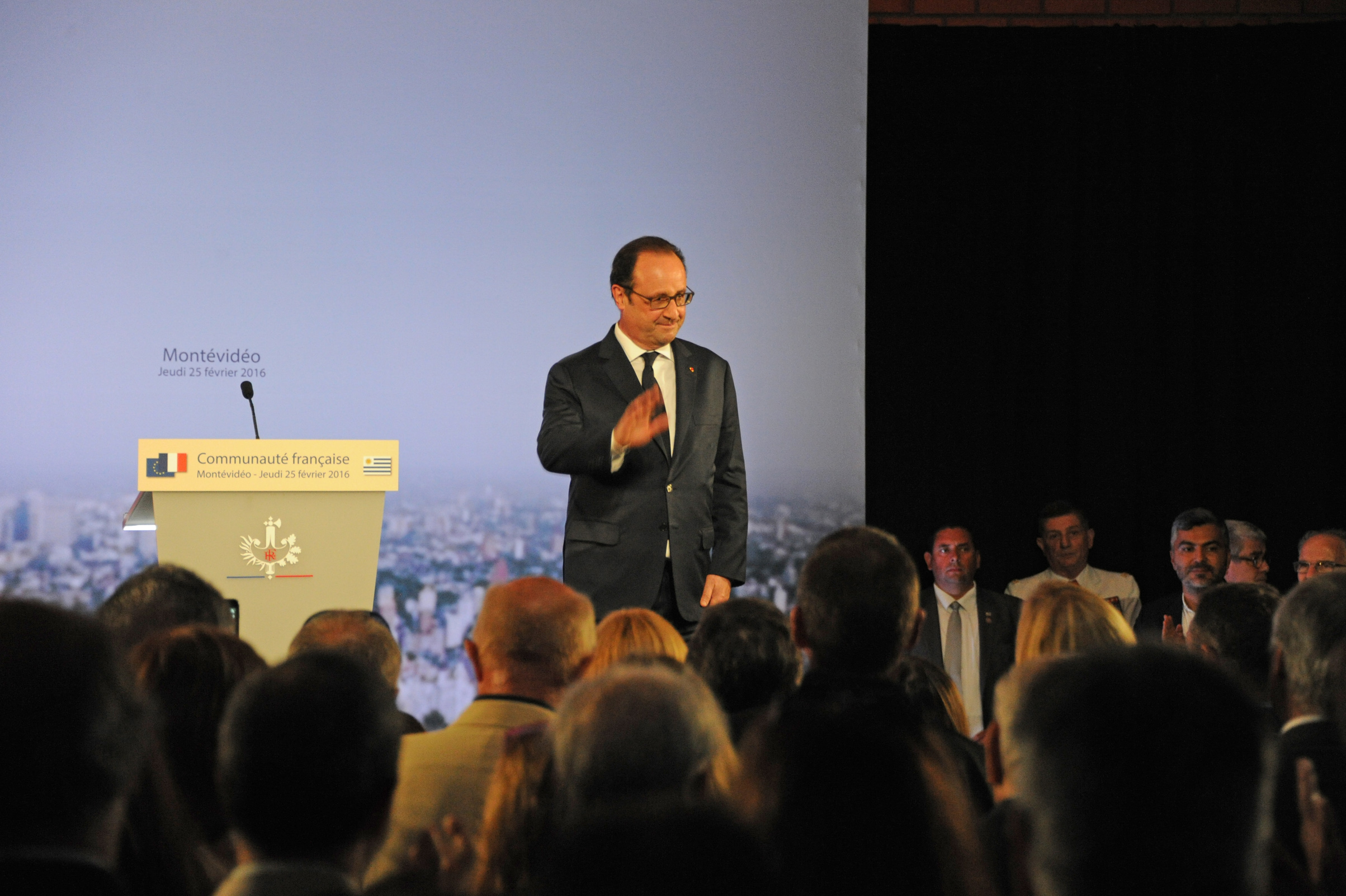 François Hollande en el Liceo Francés de Montevideo