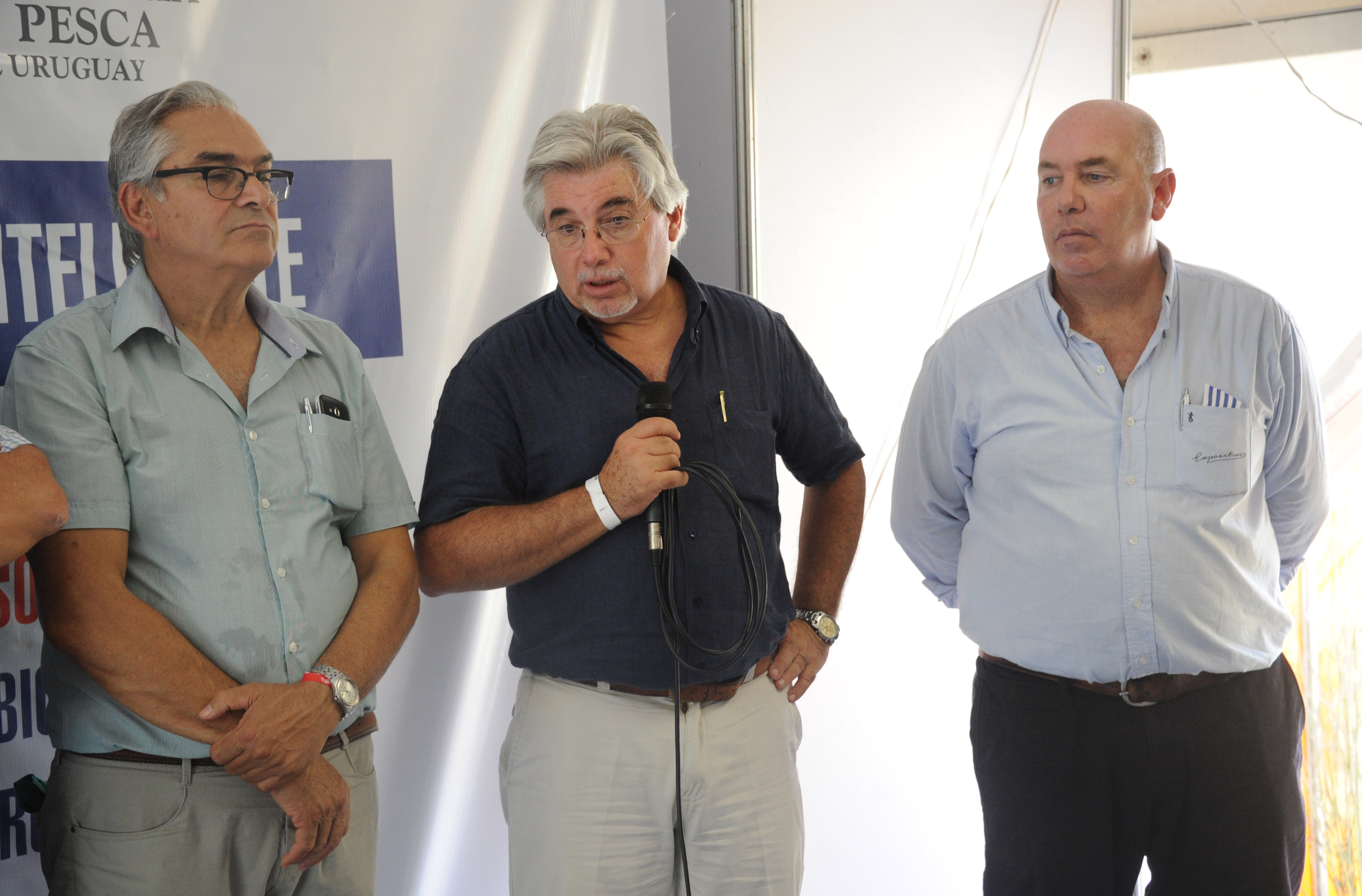 Subsecretario Enzo Benech, ministro Tabaré Aguerre y presidente de la Asocición Rural de Soriano, Jorge Andrés Rodríguez (de izquierda a derecha)