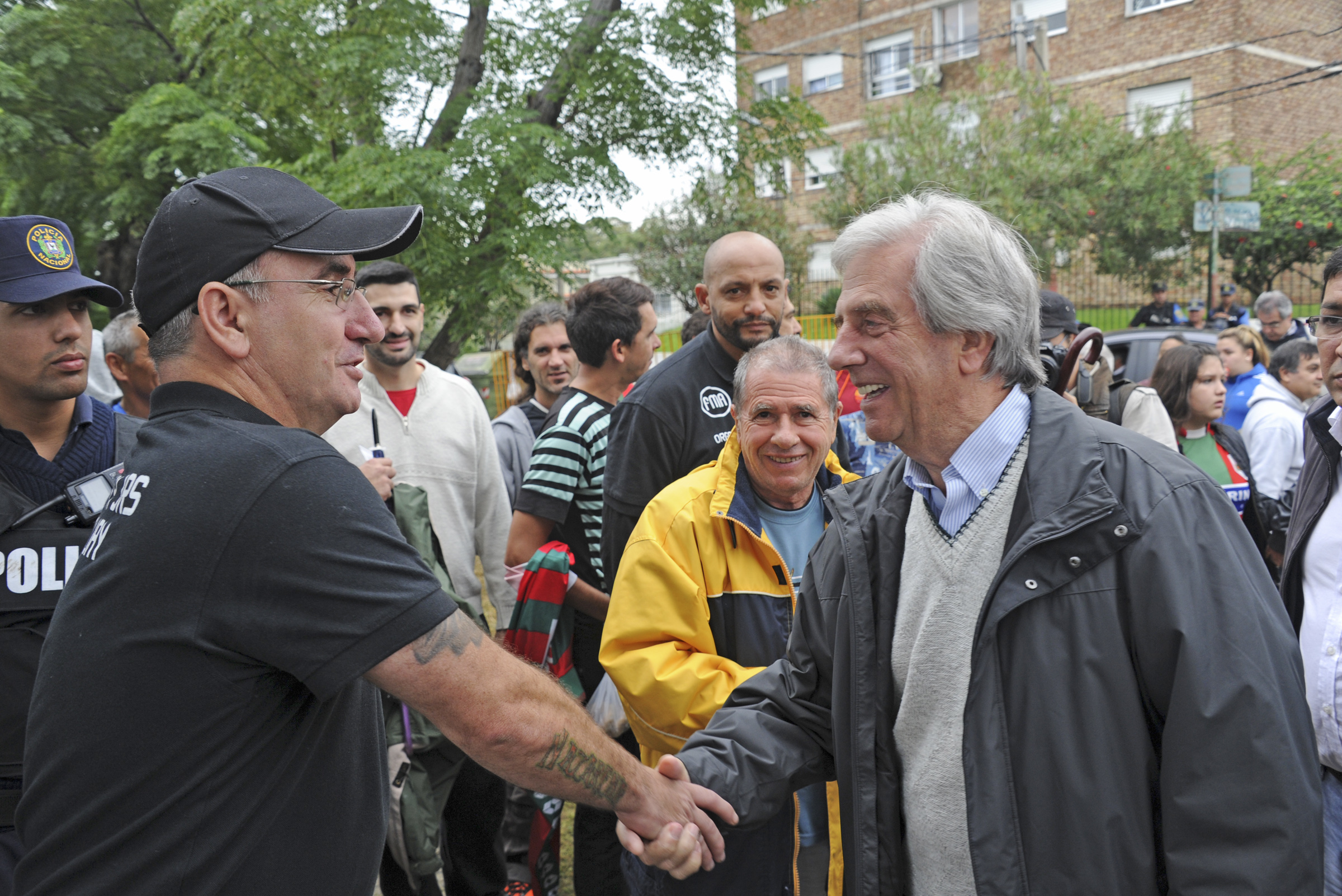 Llegada del Presidente Tabaré Vázquez al escenario deportivo de Rampla Juniors, en Villa del Cerro