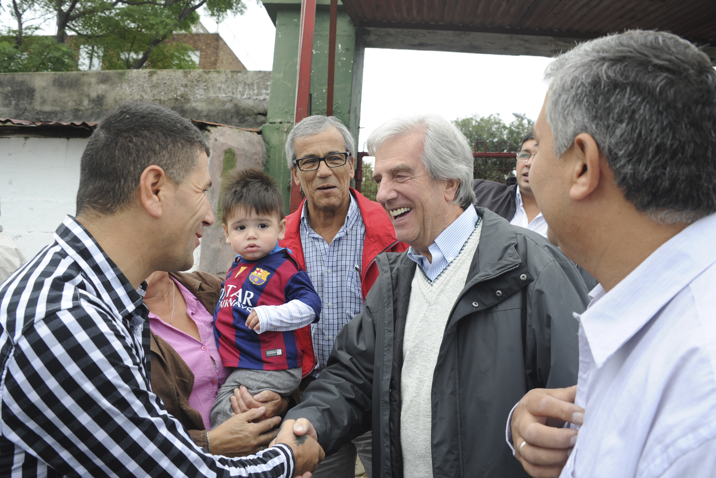 Llegada del Presidente Tabaré Vázquez al escenario deportivo de Rampla Juniors, en Villa del Cerro