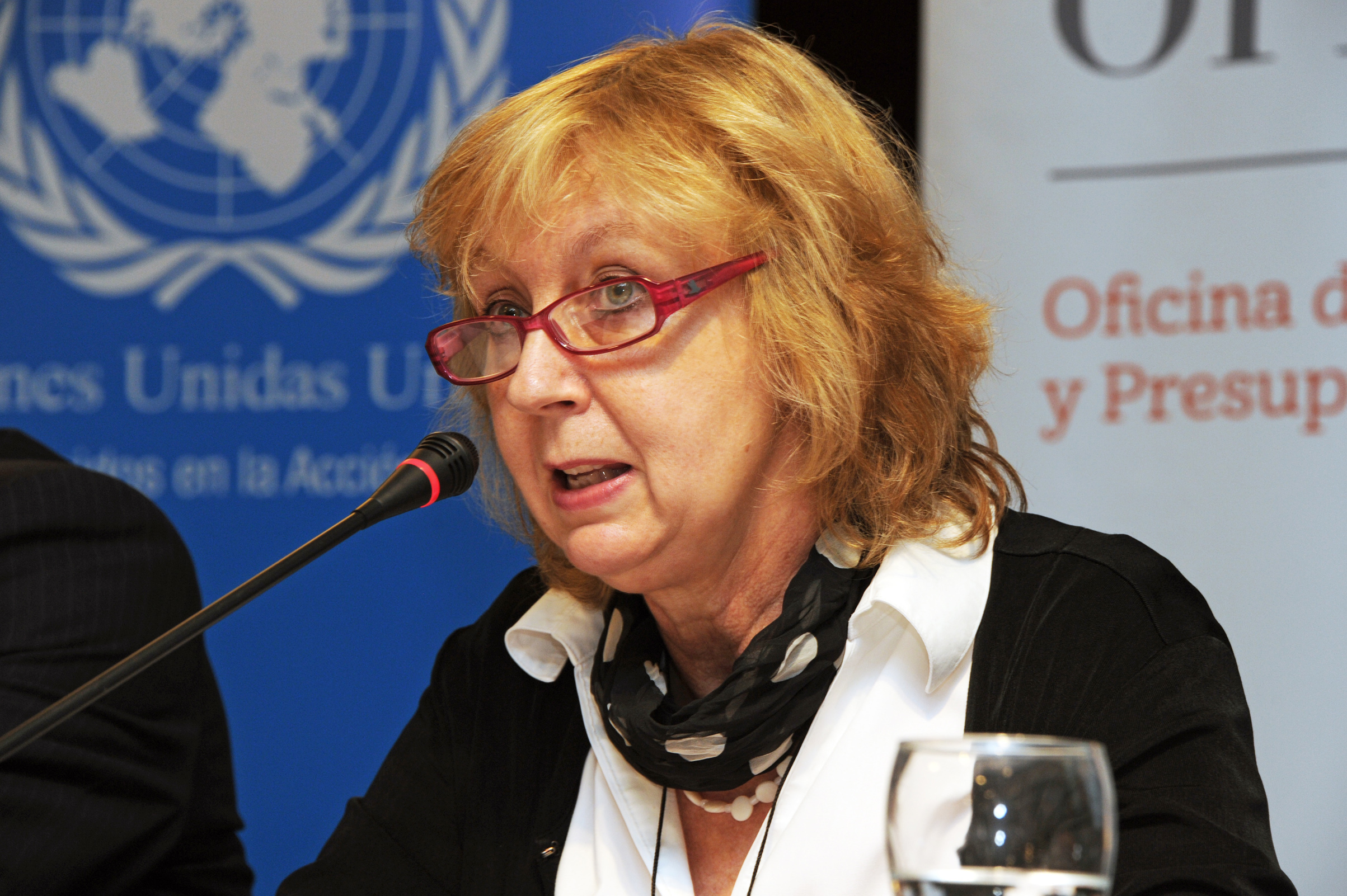 Representante Residente del PNUD en Uruguay, Denise Cook, dirigiéndose a los presentes