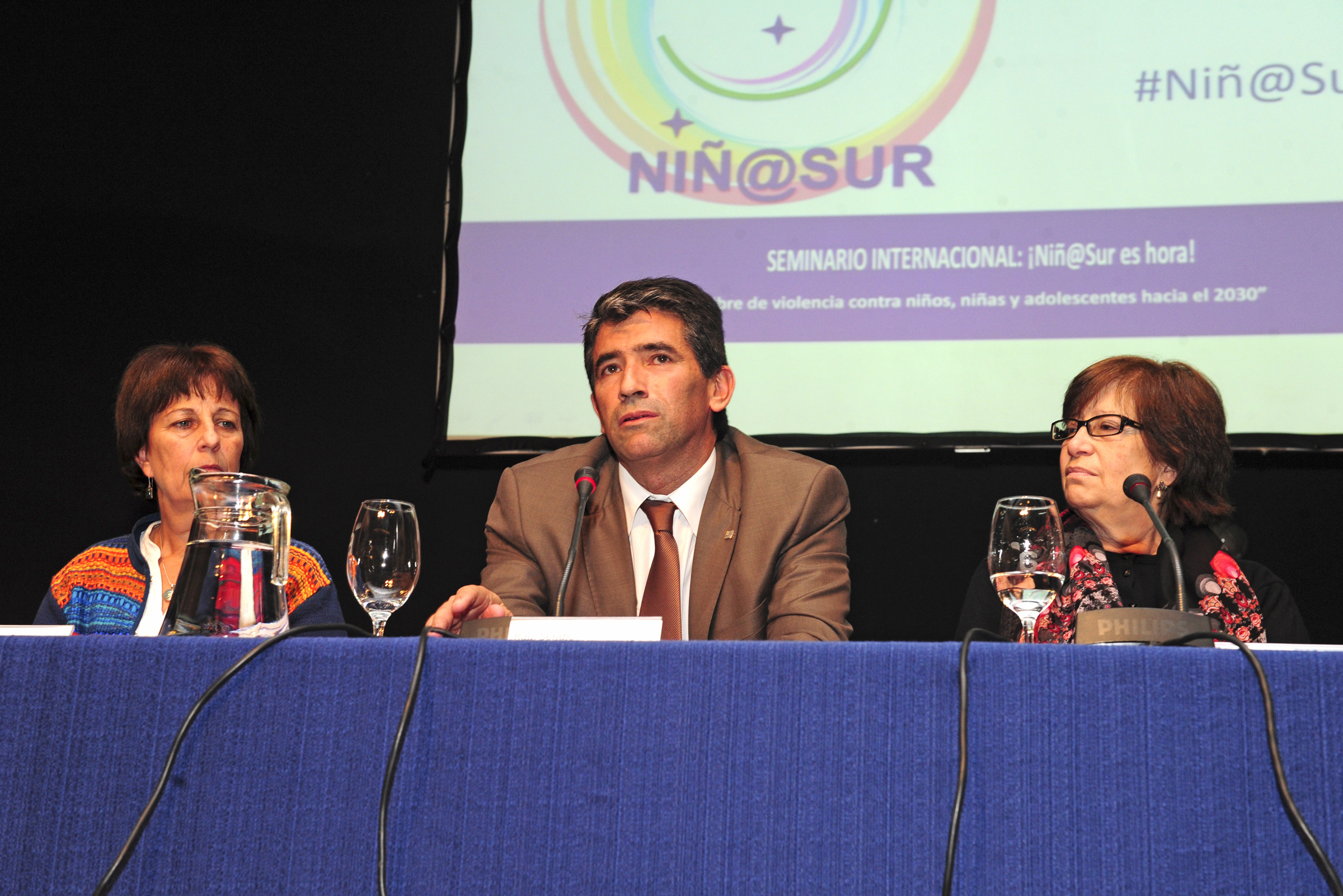 Presidenta de Inau, Marisa Lindner, vicepresidente Raúl Sendic y ministra Marina Arismendi