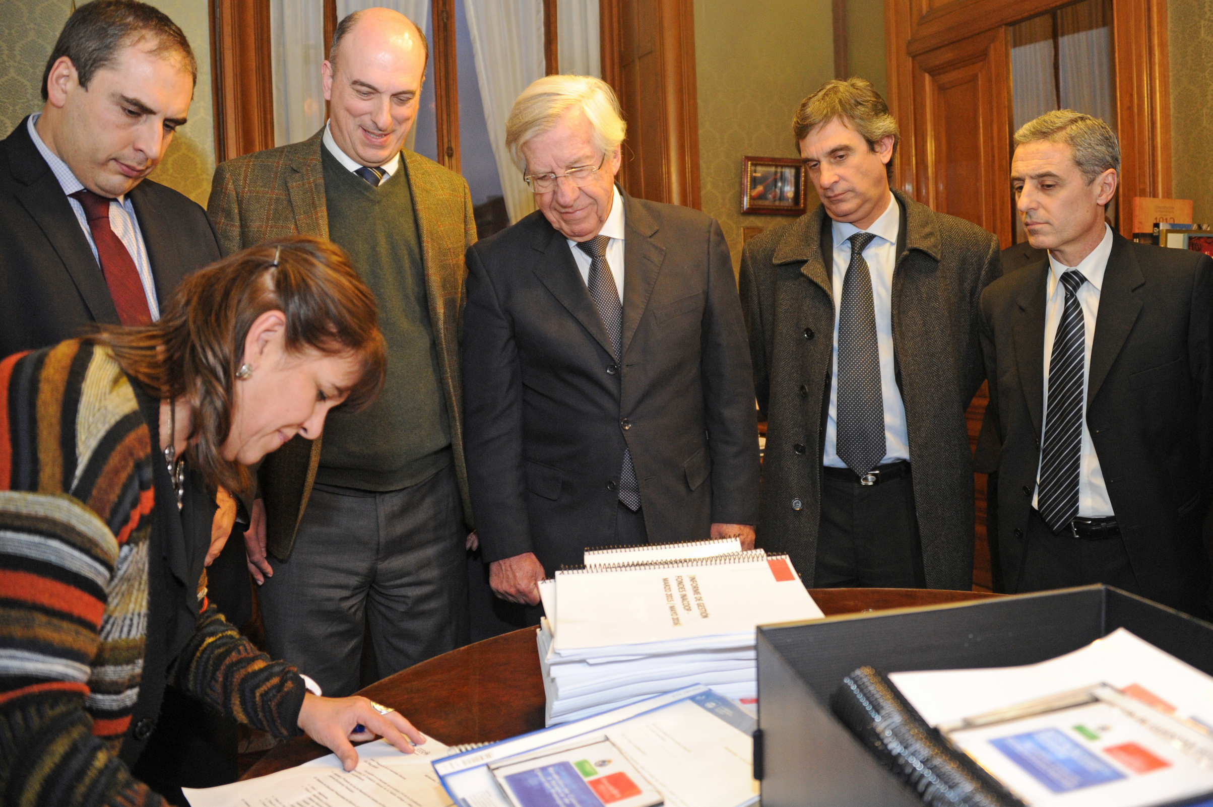 Subsecretario de Economía y Finanzas, Pablo Ferreri; Ministro de Economía y Finanzas, Danilo Astori; Director de la OPP, Álvaro García