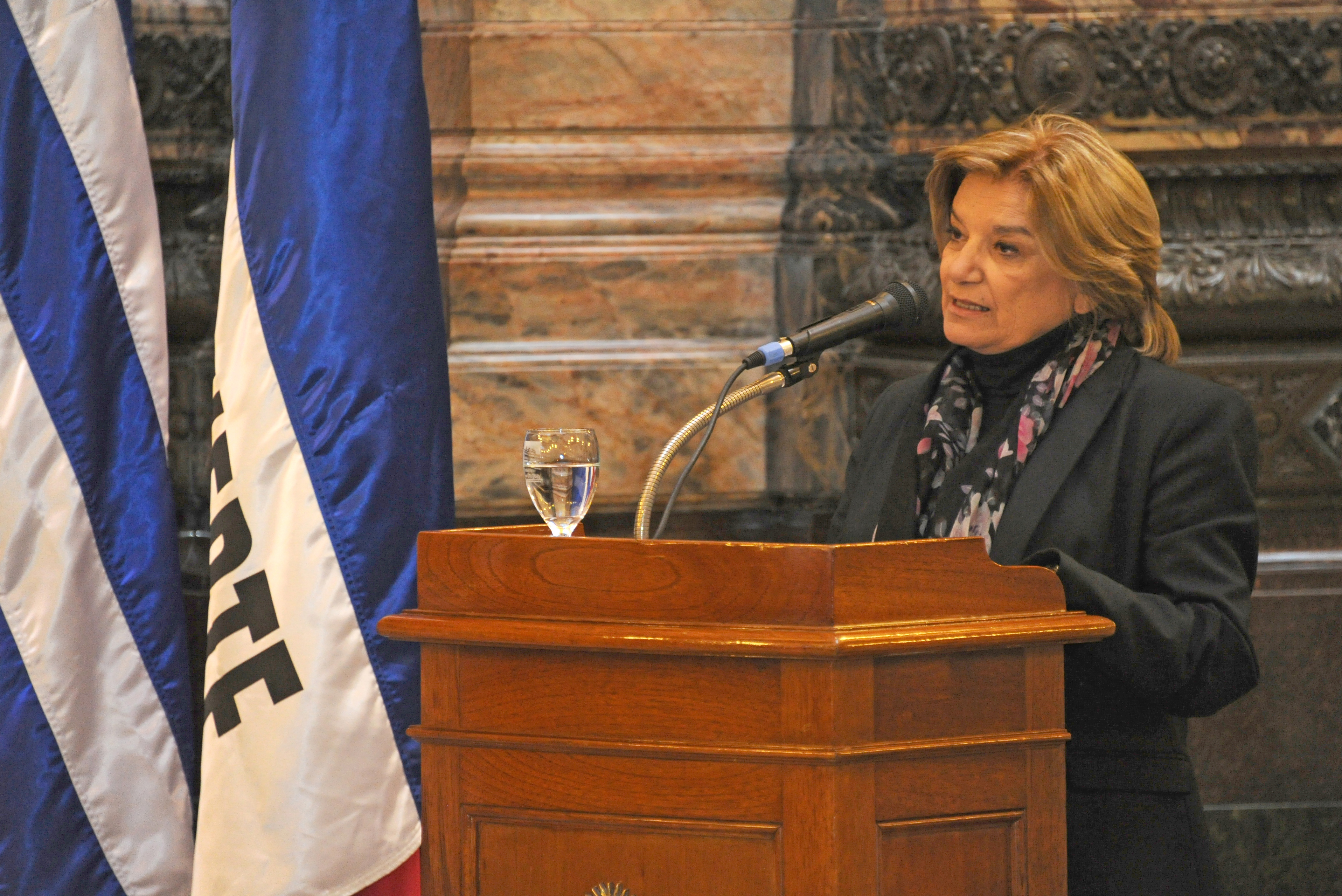 Ministra Eneida de León, haciendo uso de la palabra