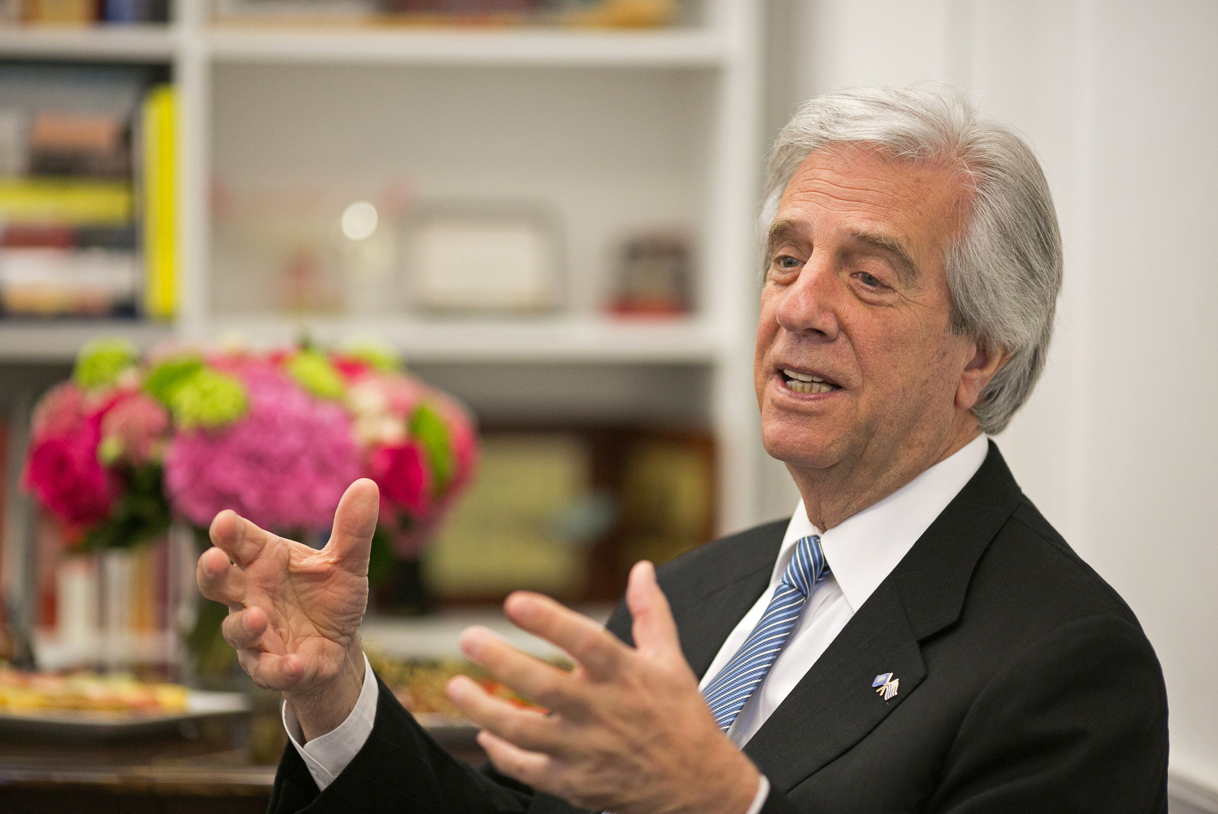 Presidente Tabaré Vázquez, haciendo uso de la palabra durante la reunión con Susan Segal, presidenta del Council of the Americas
