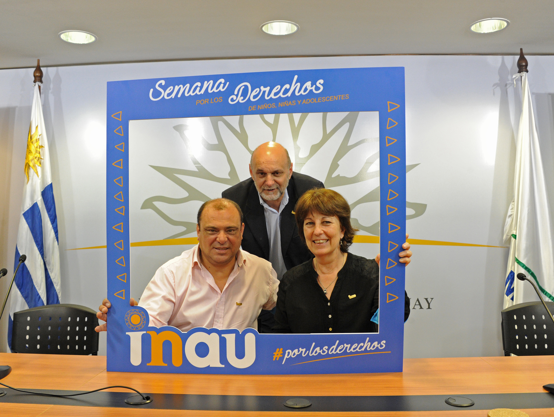 Presidenta de INAU, Marisa Lindner; vicepresidente de INAU, Fernando Rodríguez y Dardo Rodríguez, director de INAU