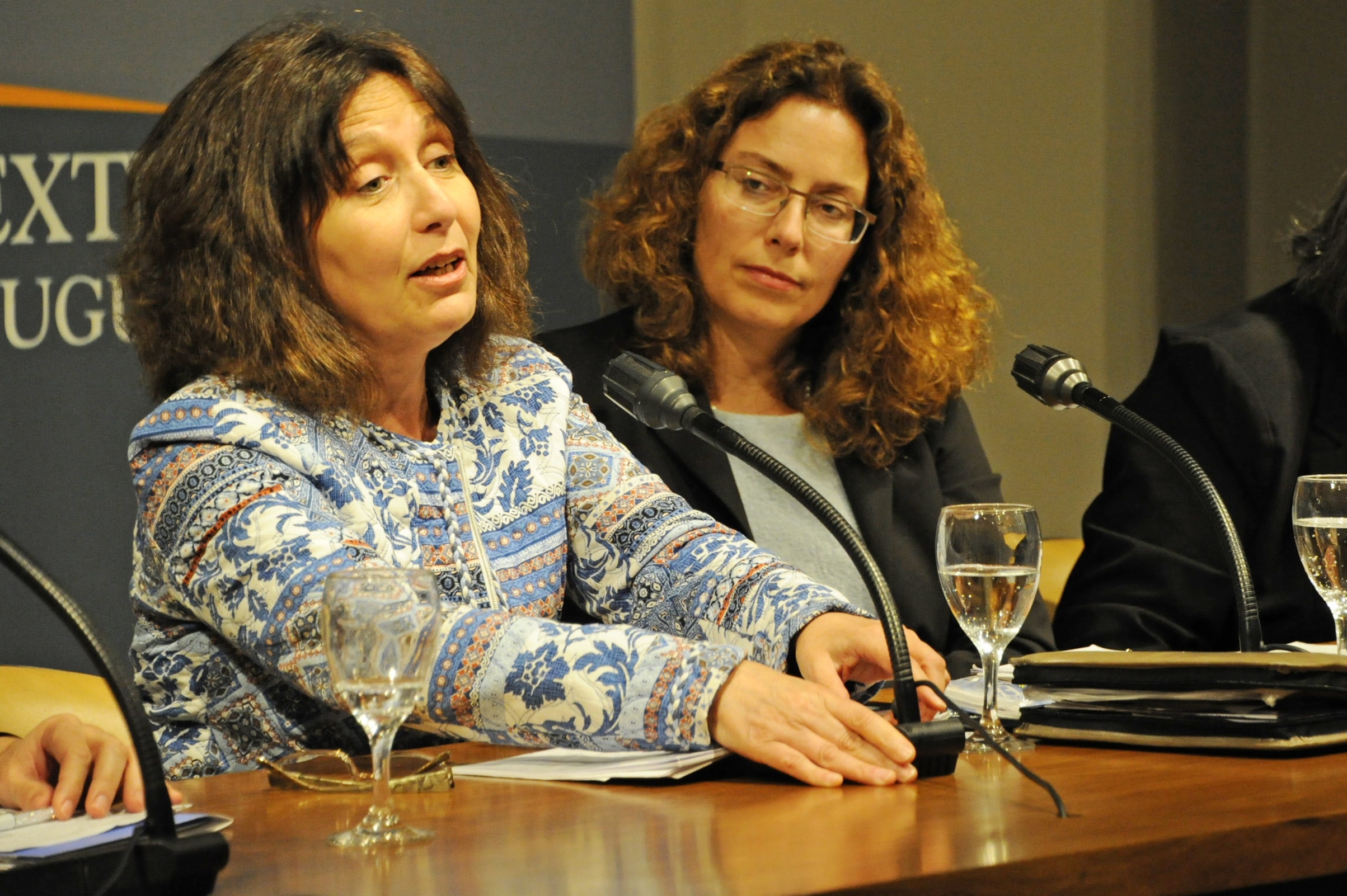 Mariella Mazzotti, directora del Instituto Nacional de las Mujeres, dirigiéndose a los presentes