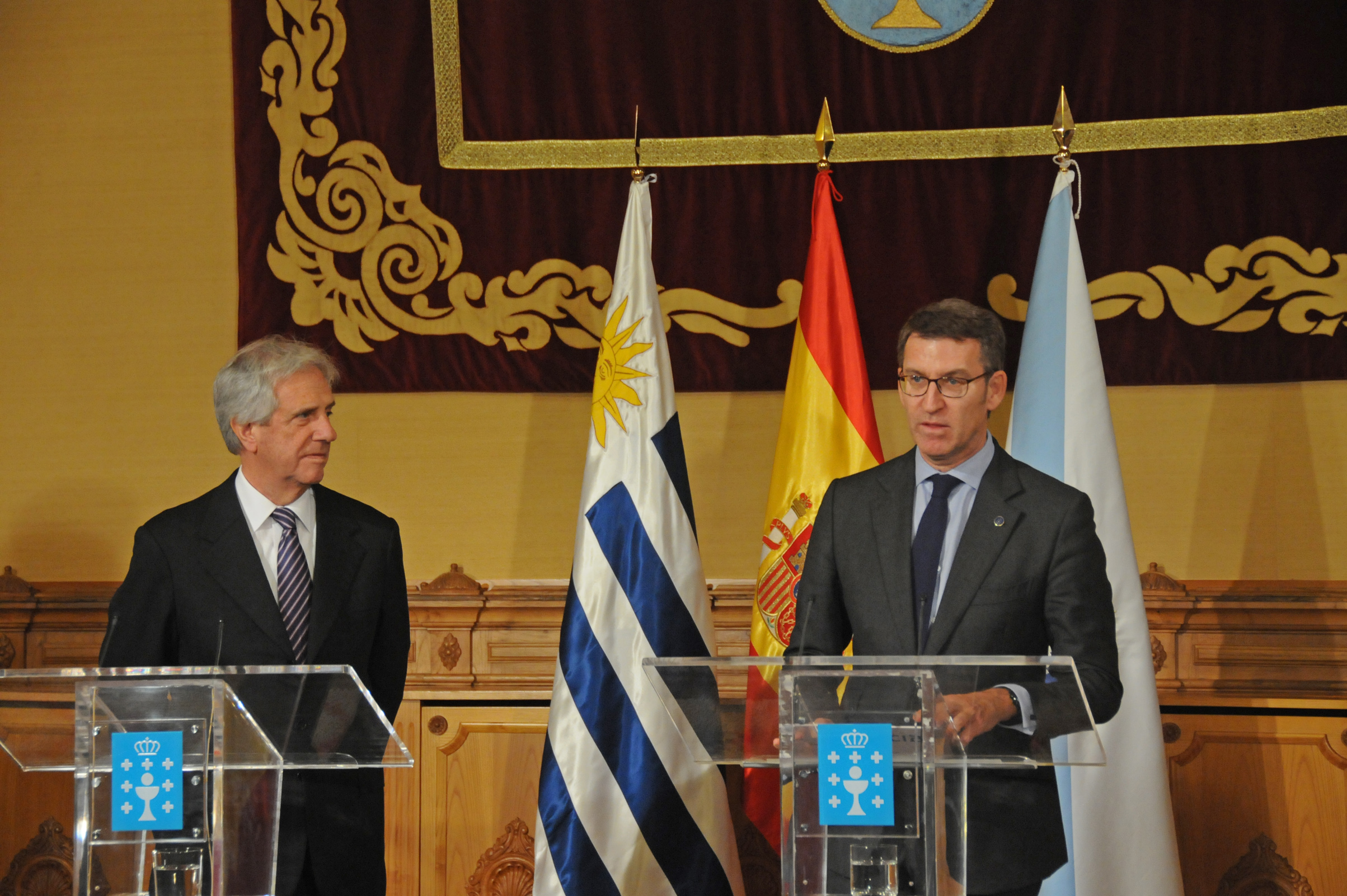 Conferencia de prensa del Presidente Vázquez junto al presidente de la Xunta de Galicia, Alberto Nuñez Feijóo