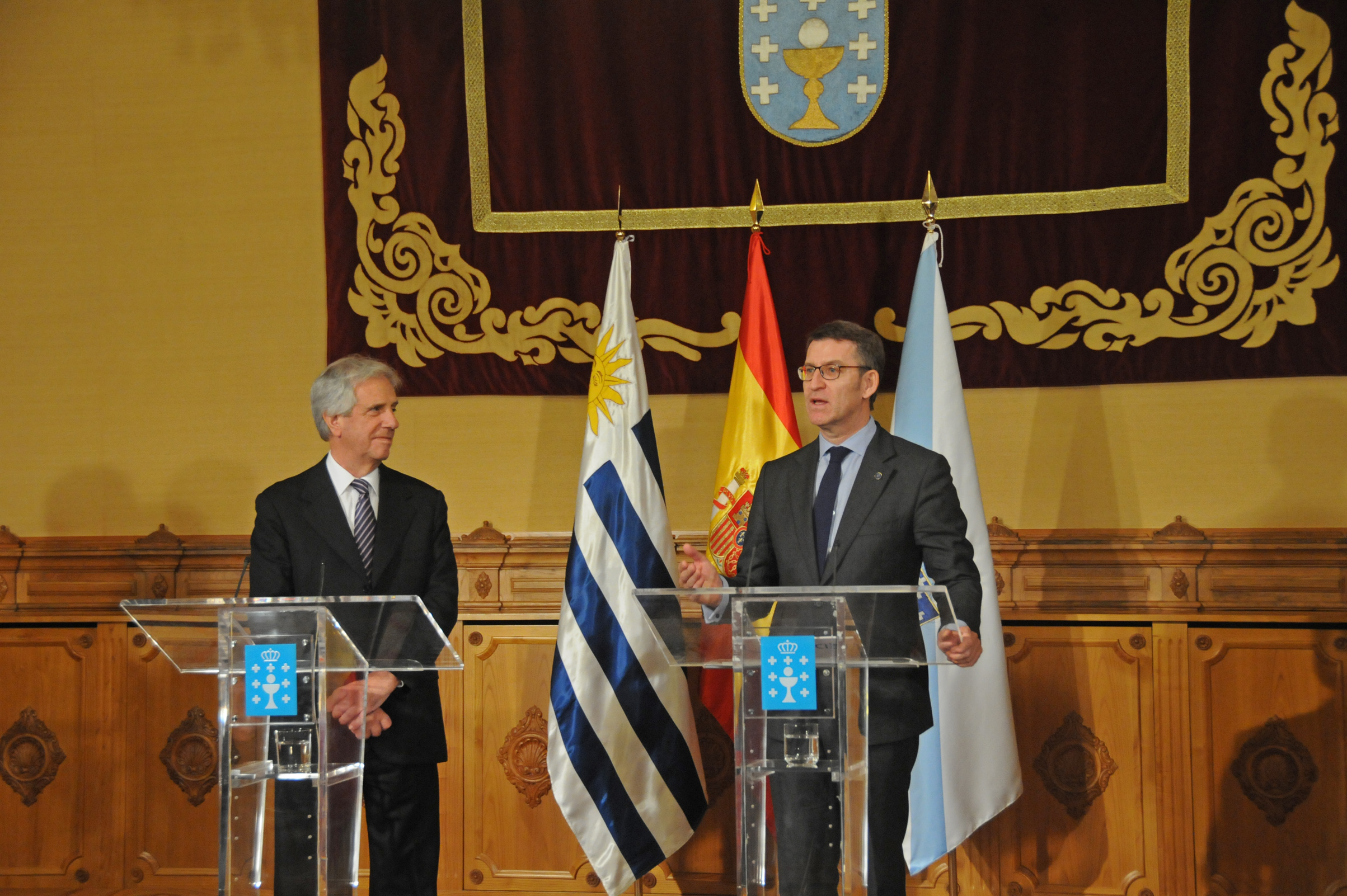 Conferencia de prensa del Presidente Vázquez junto al presidente de la Xunta de Galicia, Alberto Nuñez Feijóo