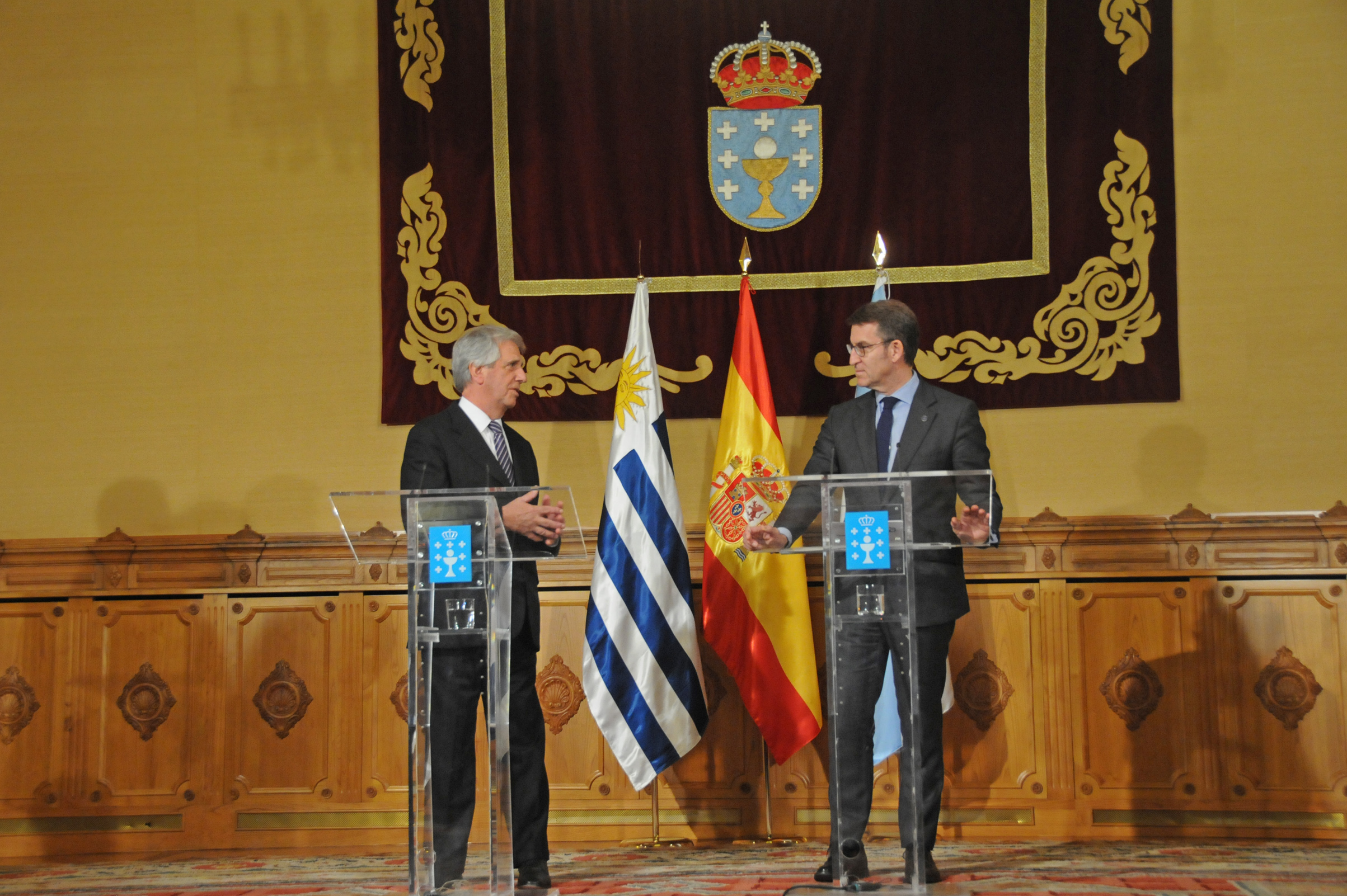 Conferencia de prensa del Presidente Vázquez junto al presidente de la Xunta de Galicia, Alberto Nuñez Feijóo