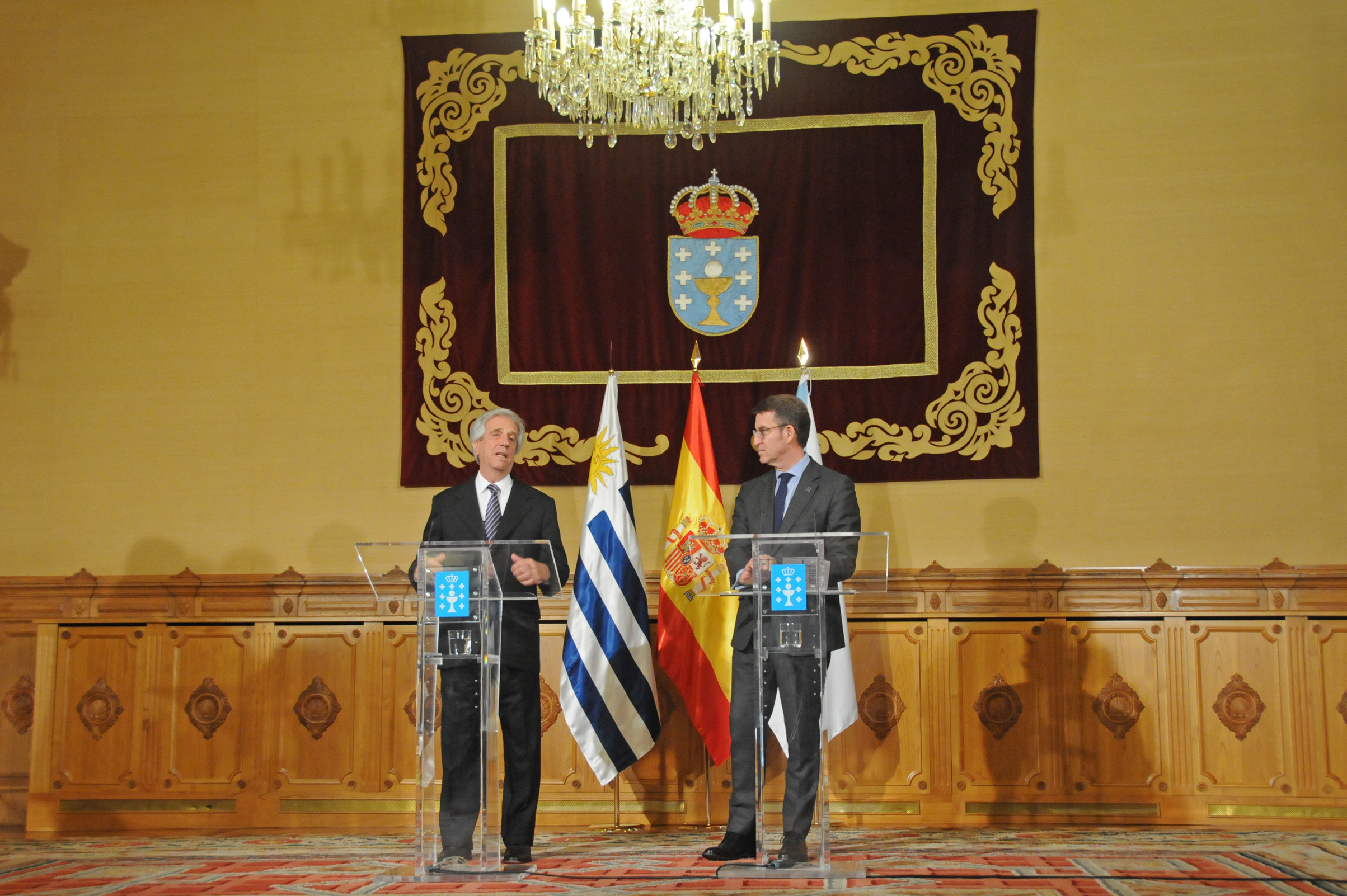 Conferencia de prensa del Presidente Vázquez junto al presidente de la Xunta de Galicia, Alberto Nuñez Feijóo