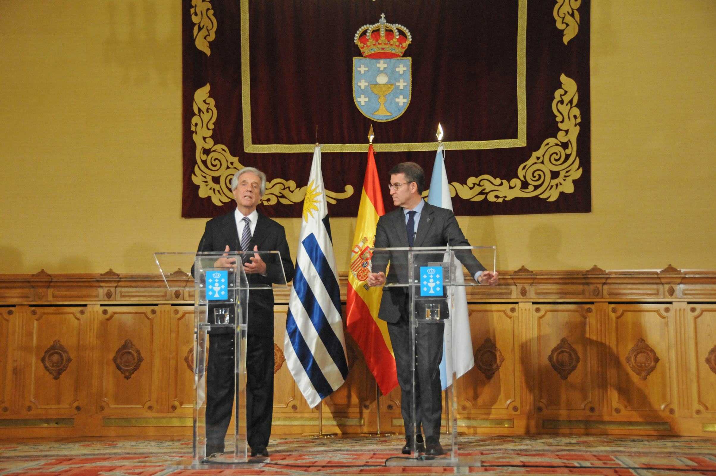 Conferencia de prensa del Presidente Vázquez junto al presidente de la Xunta de Galicia, Alberto Nuñez Feijóo