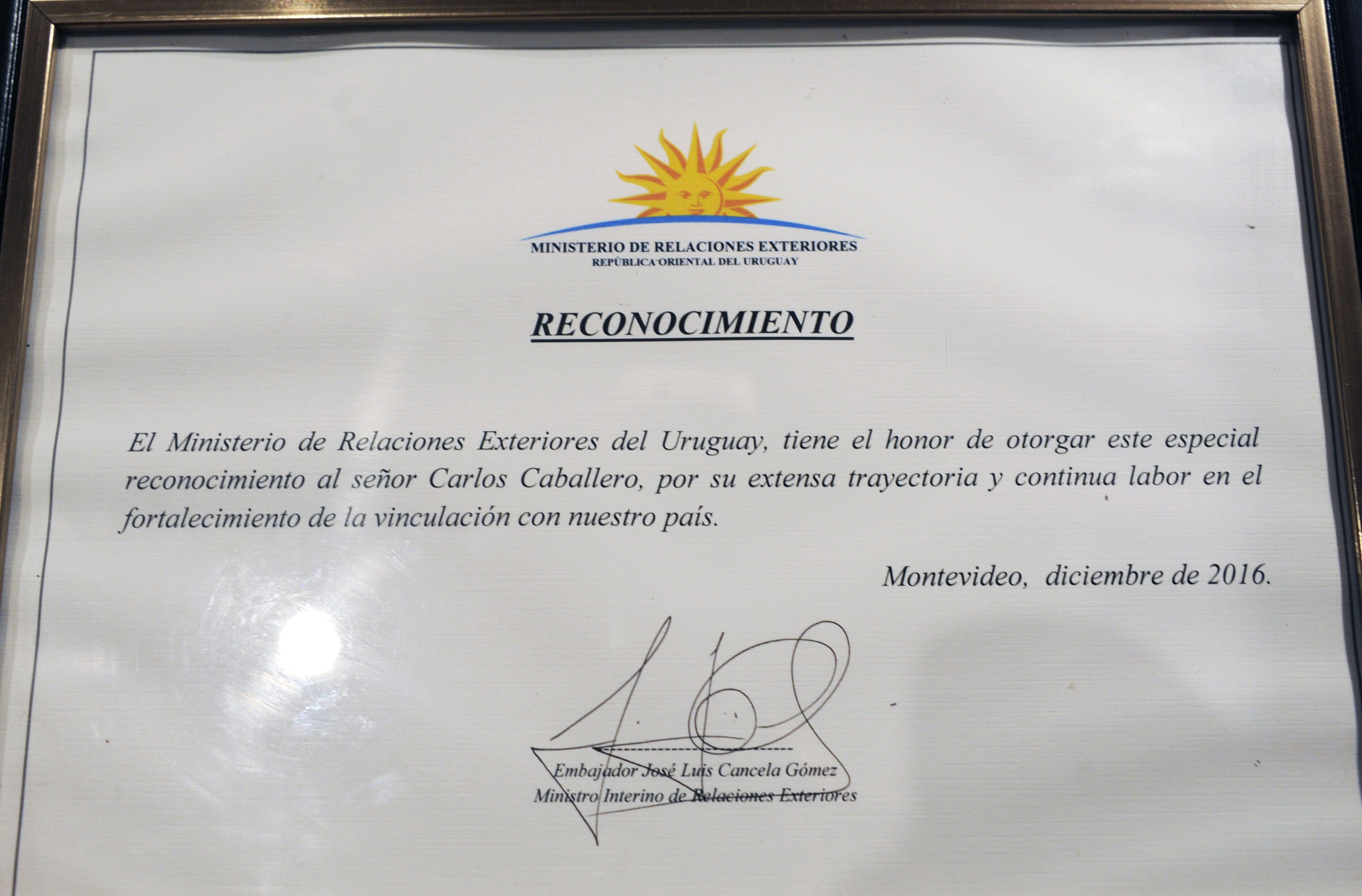 Reconocimiento del Ministerio de Relaciones Exteriores