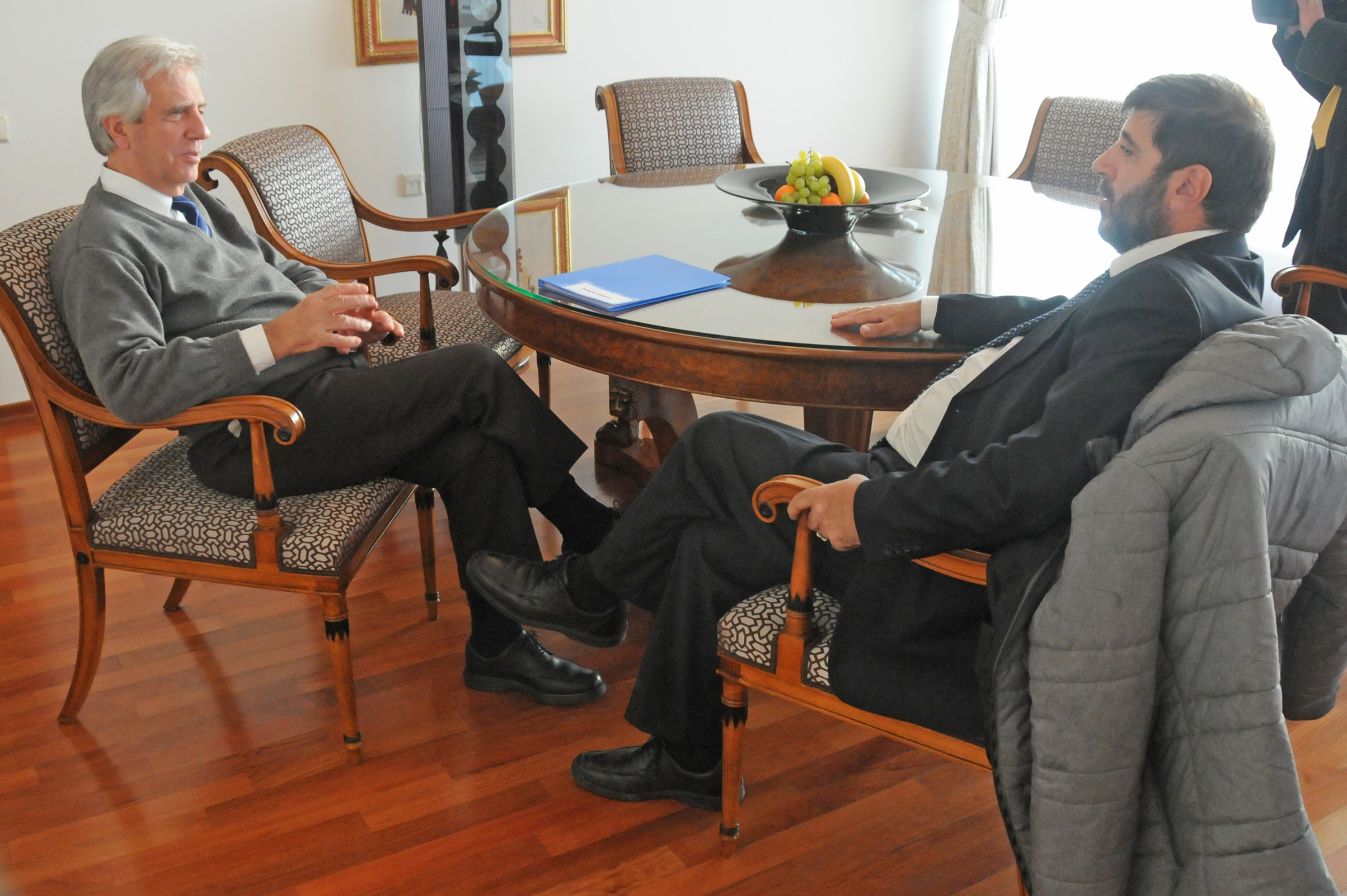 Presidente Vázquez en reunión con presidente del PIT-CNT, Fernando Pereira