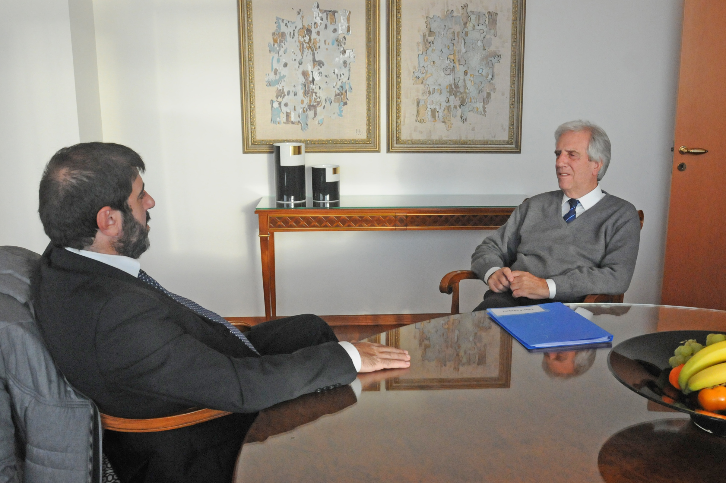 Presidente Vázquez en reunión con presidente del PIT-CNT, Fernando Pereira