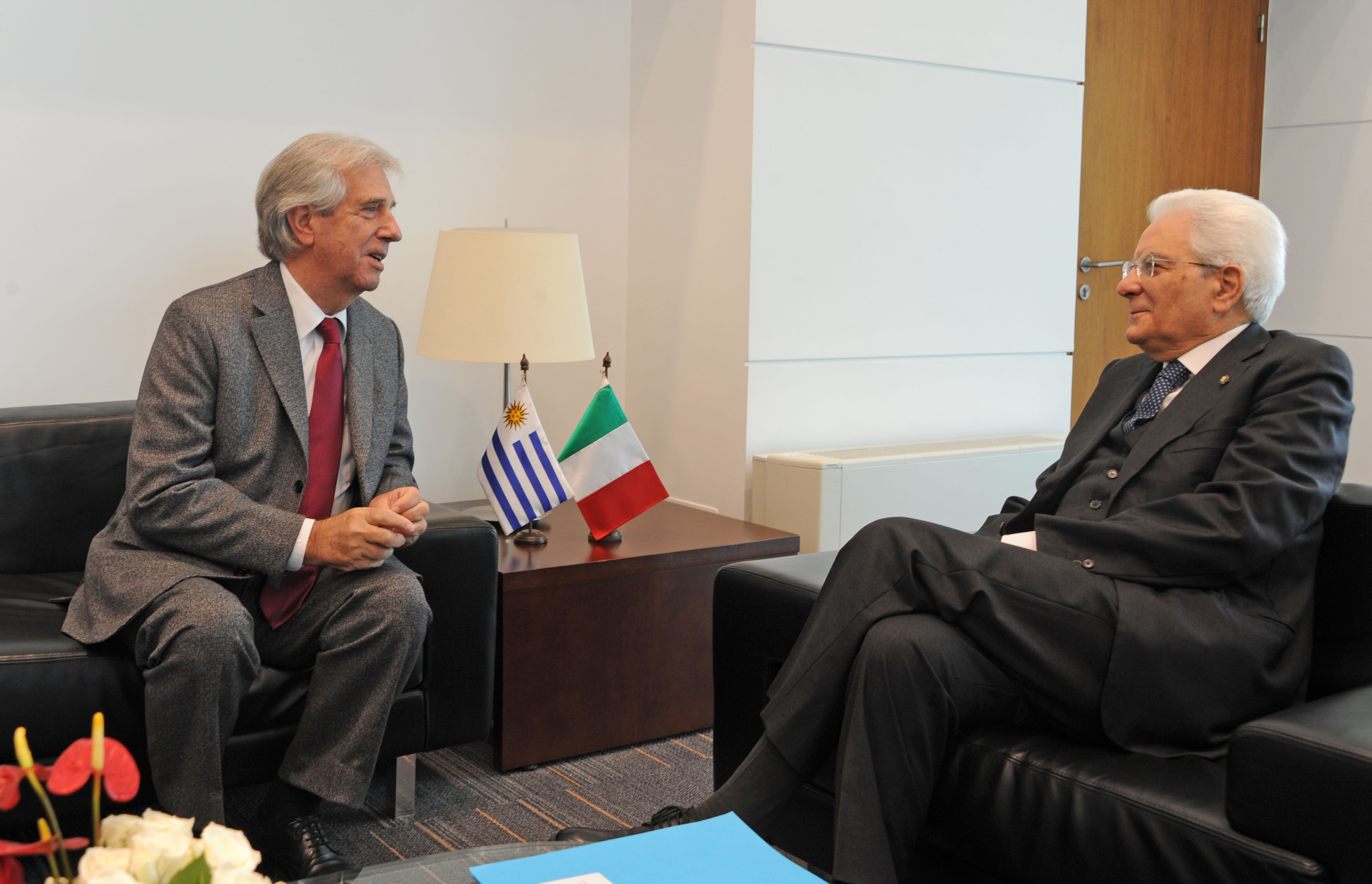 Reunión privada entre los presidentes Tabaré Vázquez y Sergio Mattarella