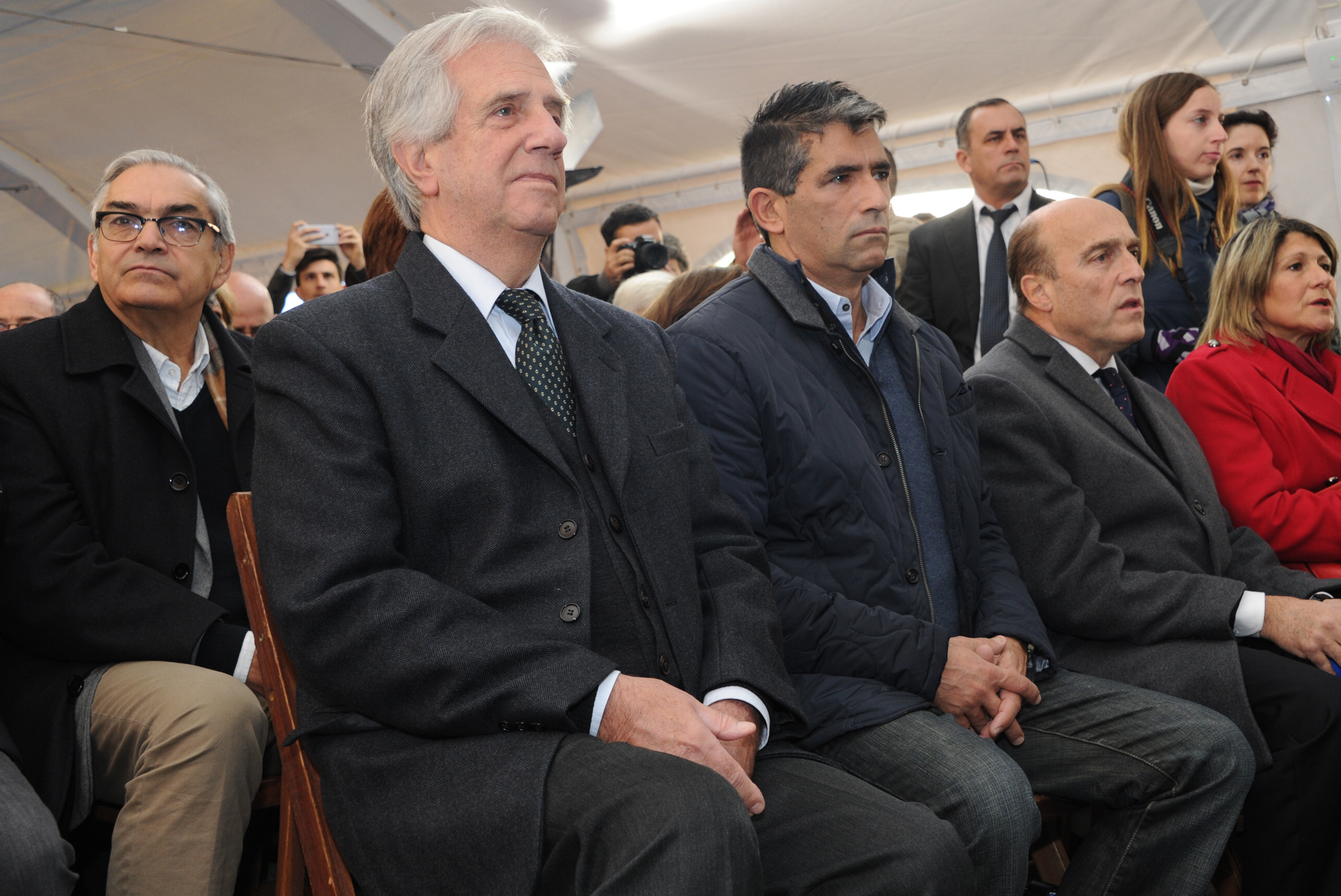 Presidente de la República, Tabaré Vázquez, junto a autoridades, durante la interpretación de música por parte de Orquesta y Coro Juvenil