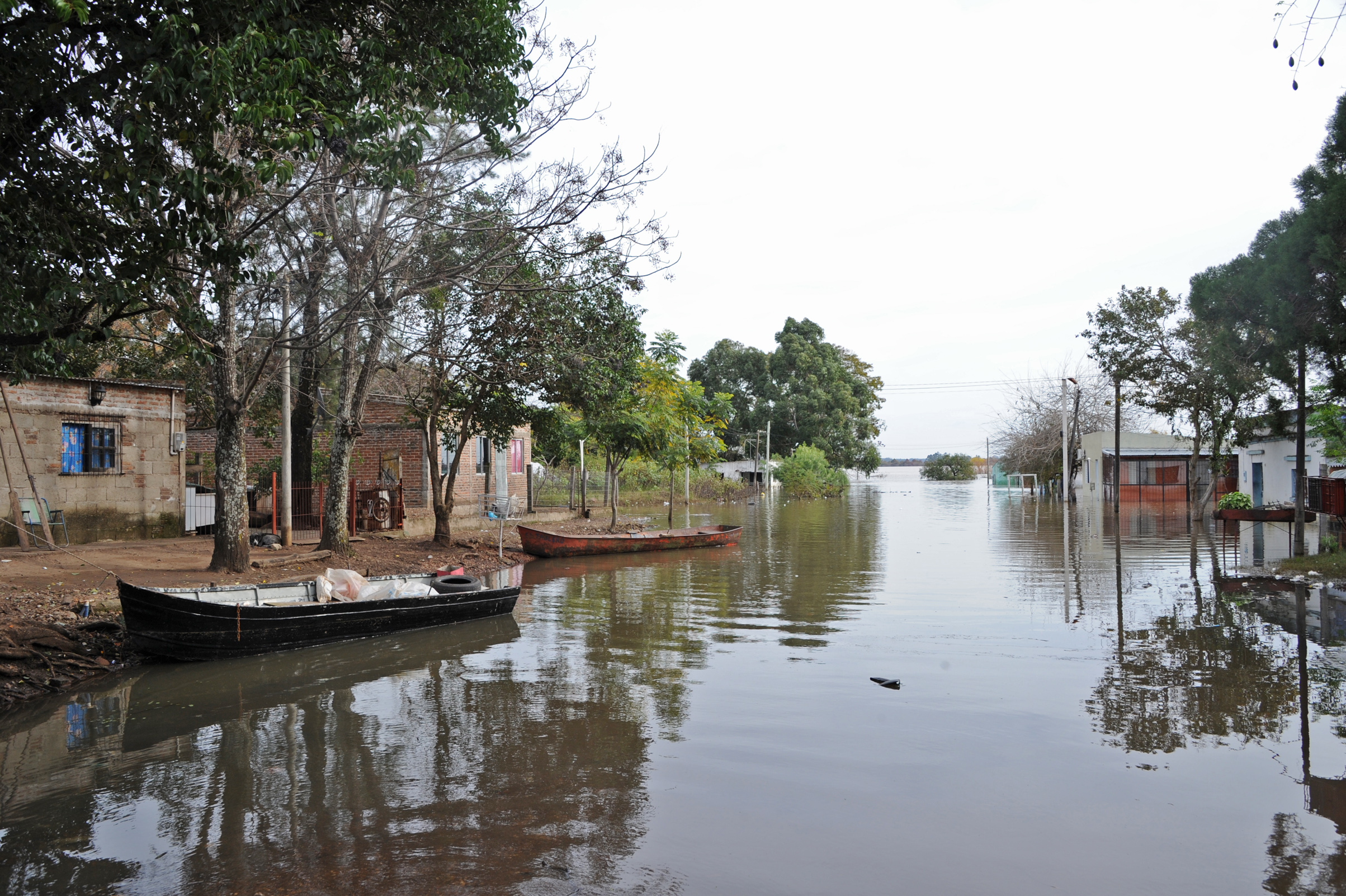 Zona afectada por las inundaciones en Bella Unión