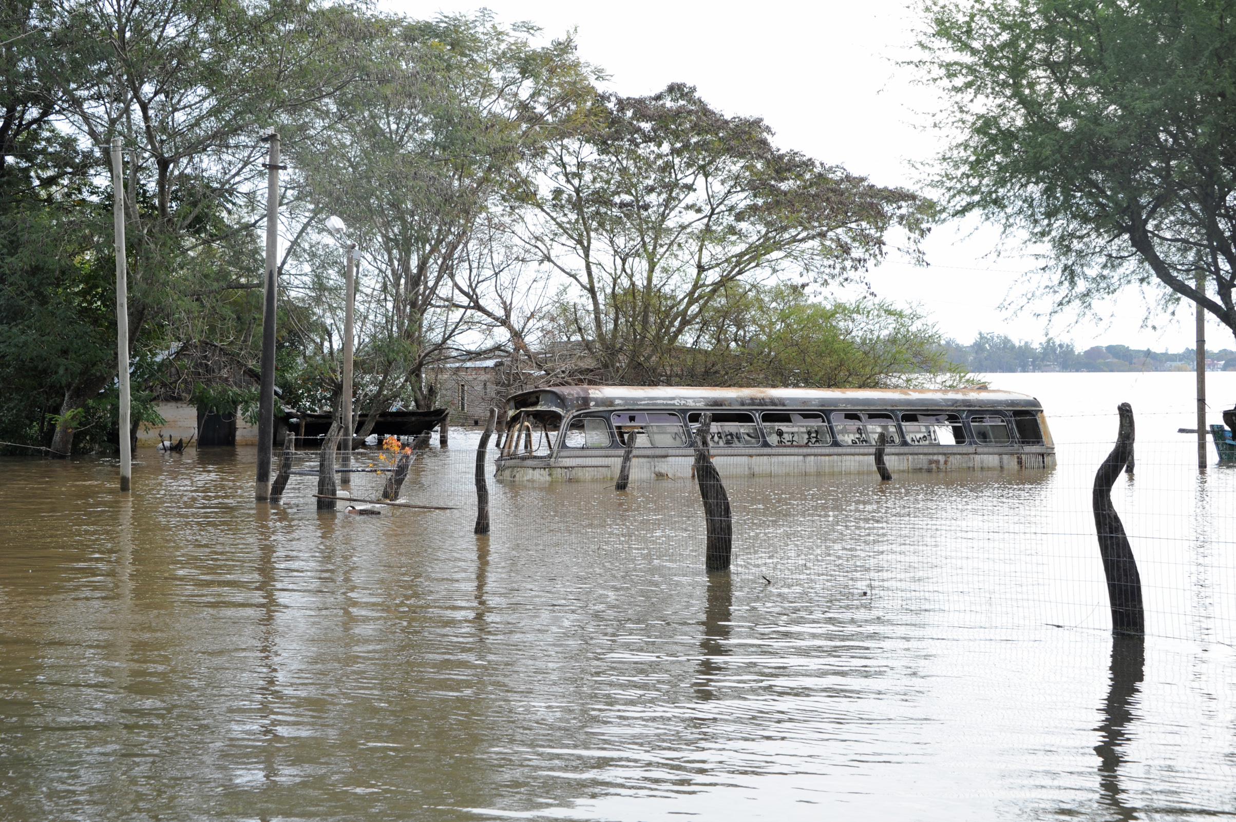 Zona afectada por las inundaciones en Bella Unión