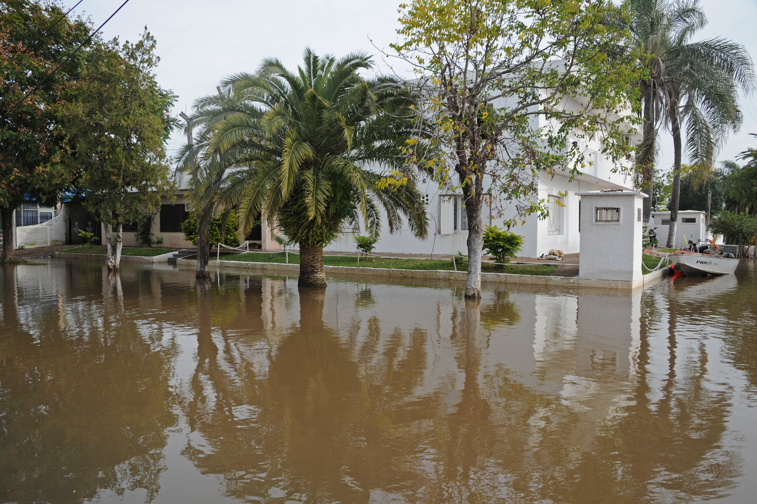 Zona afectada por las inundaciones en Bella Unión