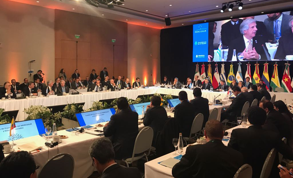 Vázquez, durante su disertación en la Cumbre de jefes de Estado del Mercosur