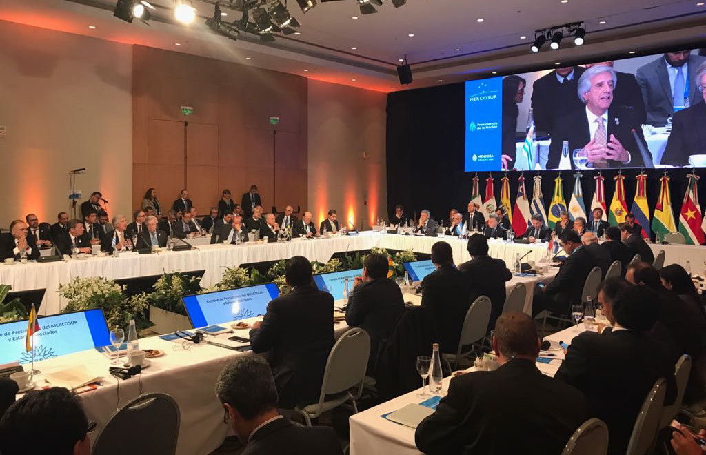 Vázquez, durante su disertación en la Cumbre de jefes de Estado del Mercosur