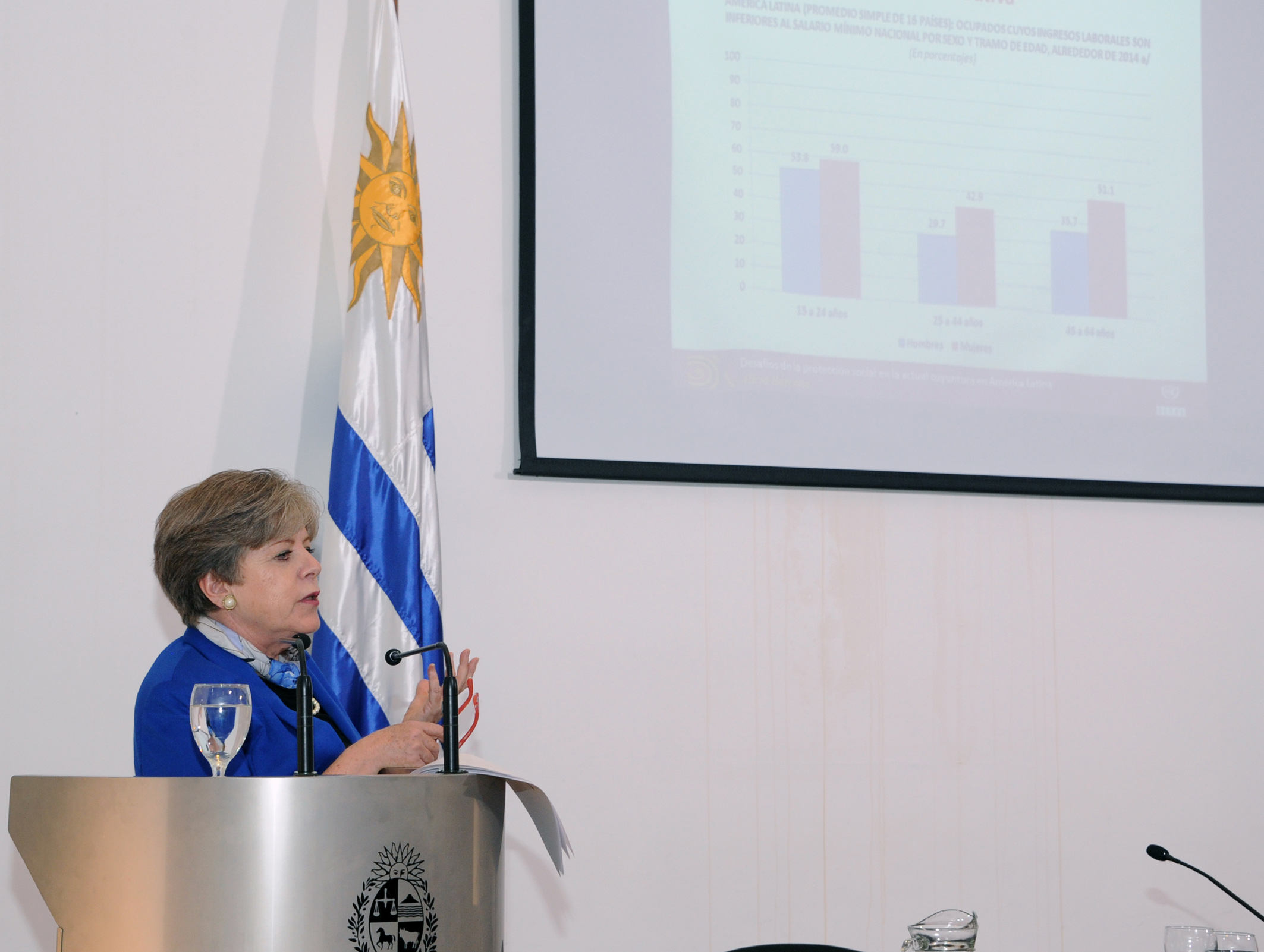 Alicia Bárcena, dirigiéndose a los presentes
