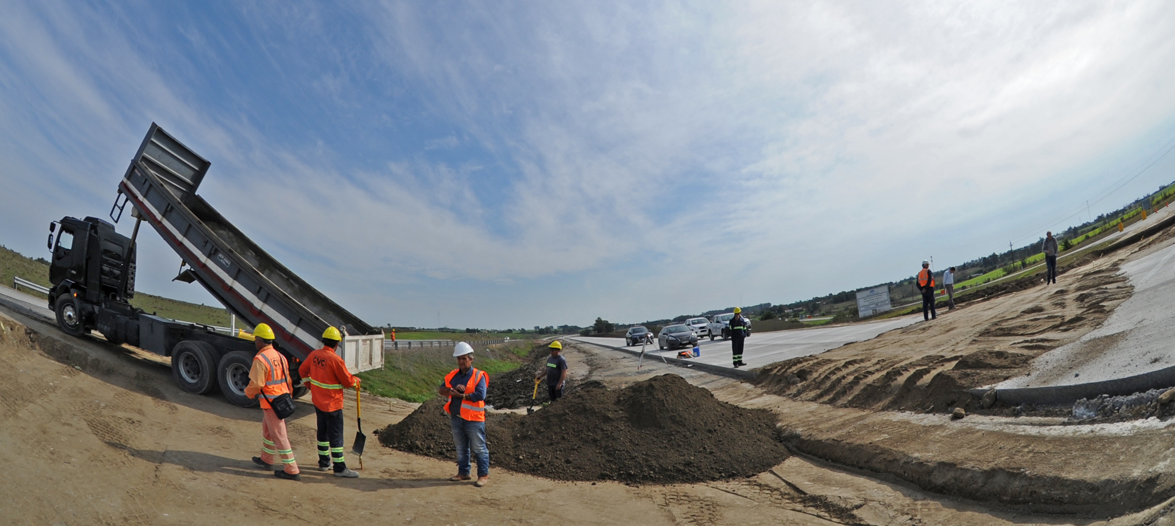 Obras de la ruta 1 en Ecilda Paullier