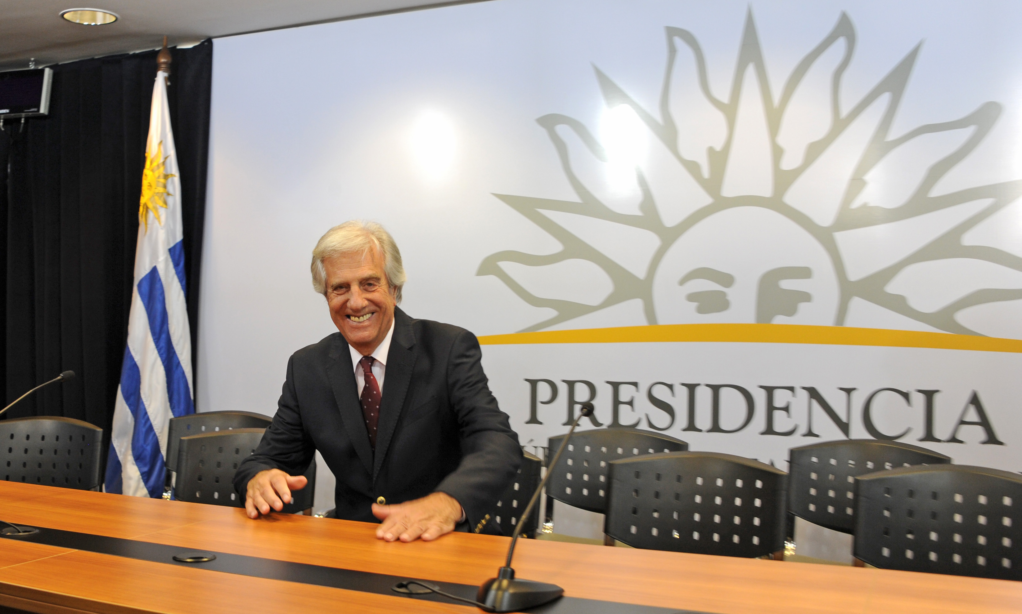Tabaré Vázquez, en la sala de prensa de la Torre Ejecutiva