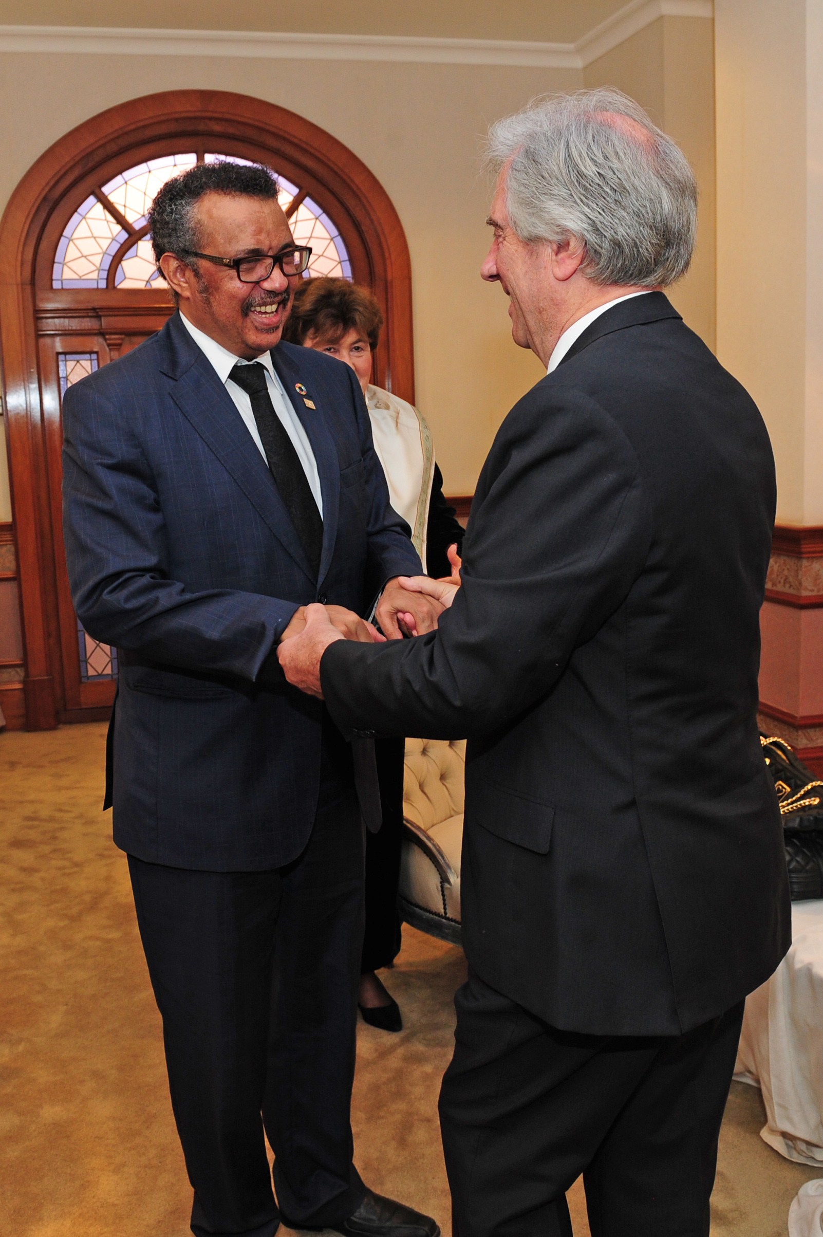 Presidente Tabaré Vázquez junto a presidente de OMS, Tedros Adhanom Ghebreyesus