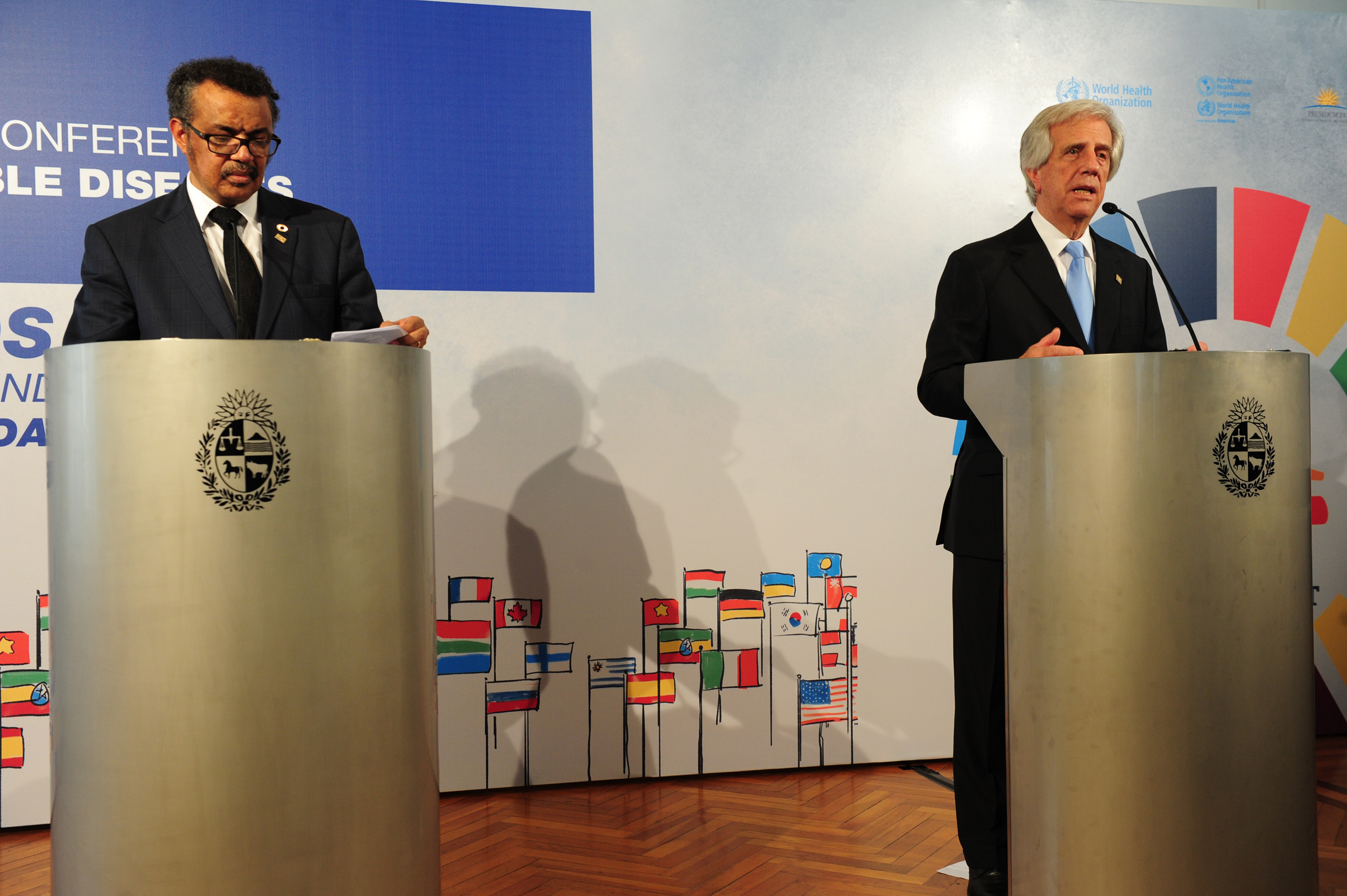 Presidente Tabaré Vázquez y director general de la OMS, Tedros Adhanom Ghebreyesus