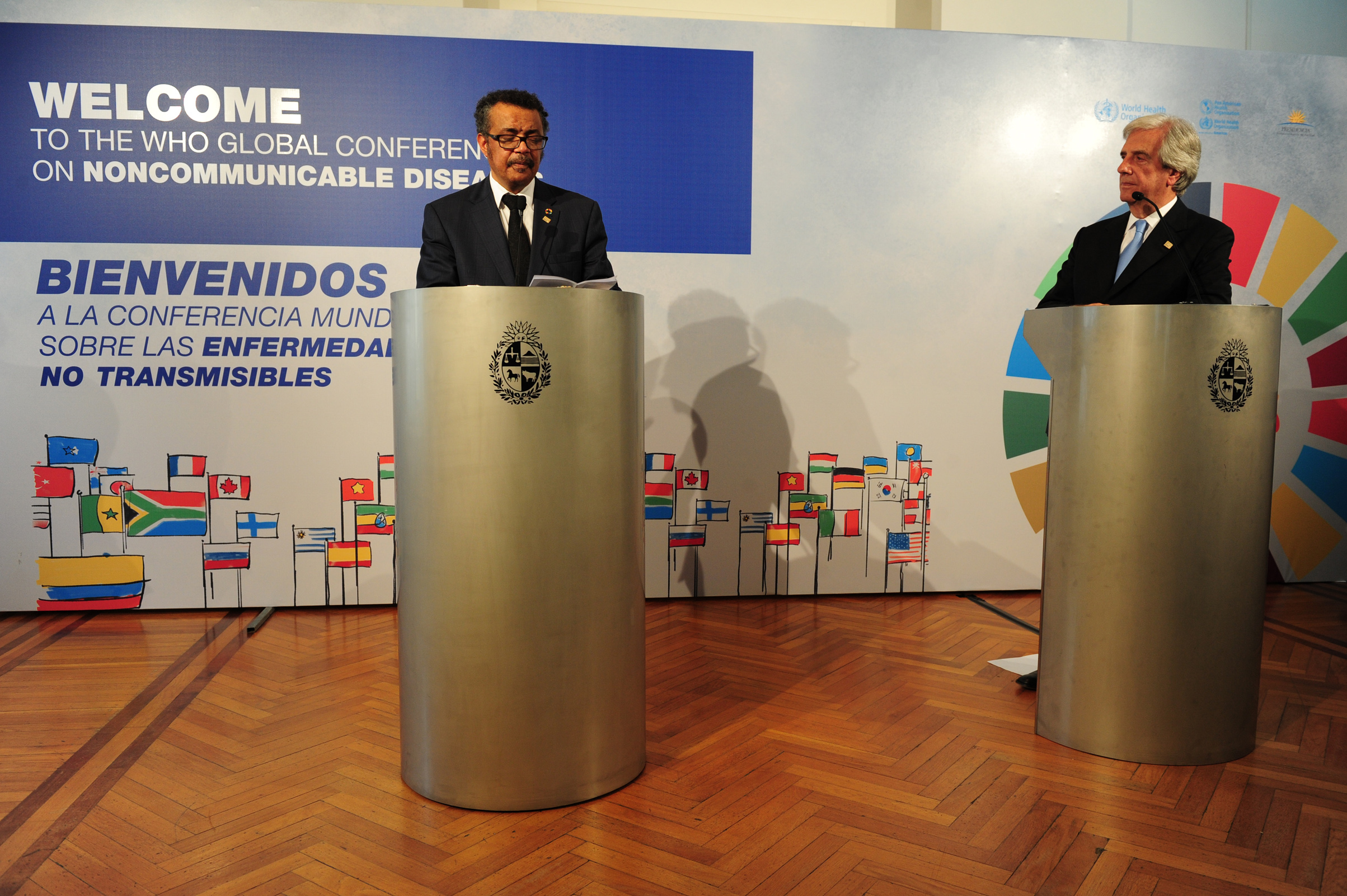 Presidente Tabaré Vázquez y director general de la OMS, Tedros Adhanom Ghebreyesus