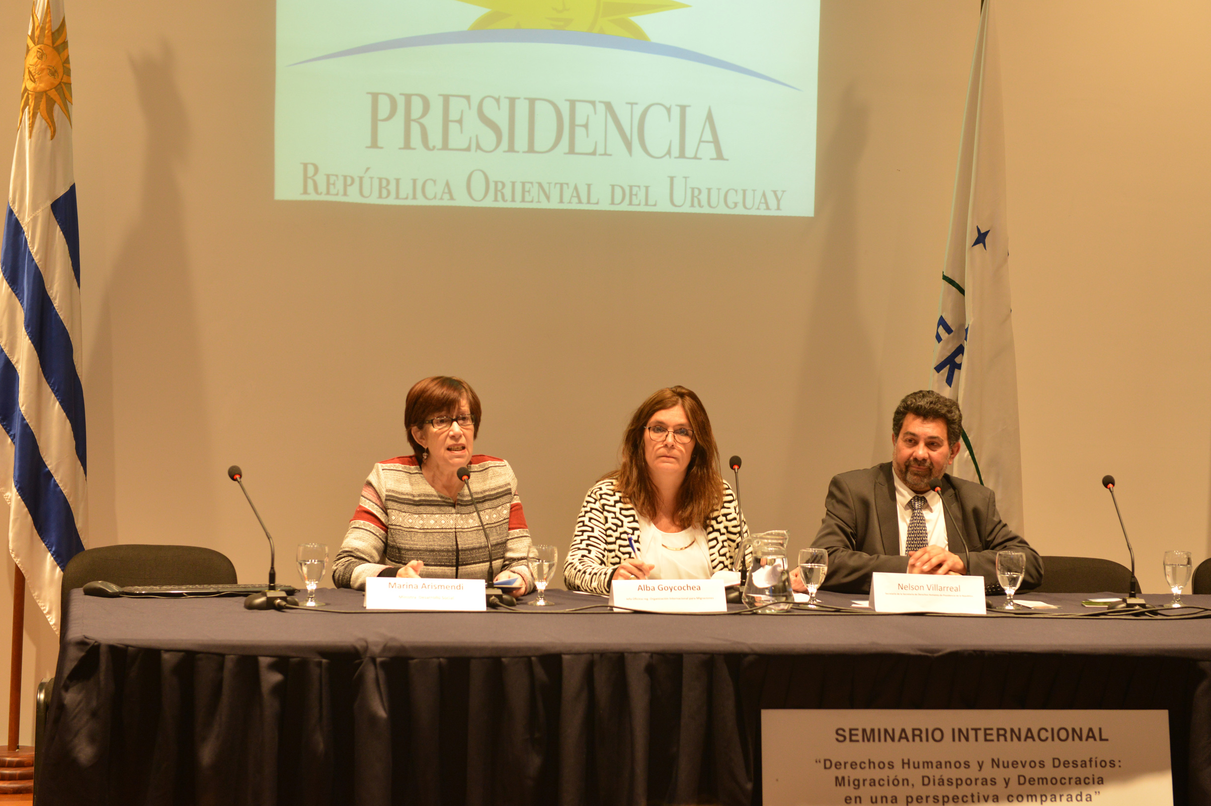 Ministra de Desarrollo Social, Marina Arismendi, haciendo uso de la palabra