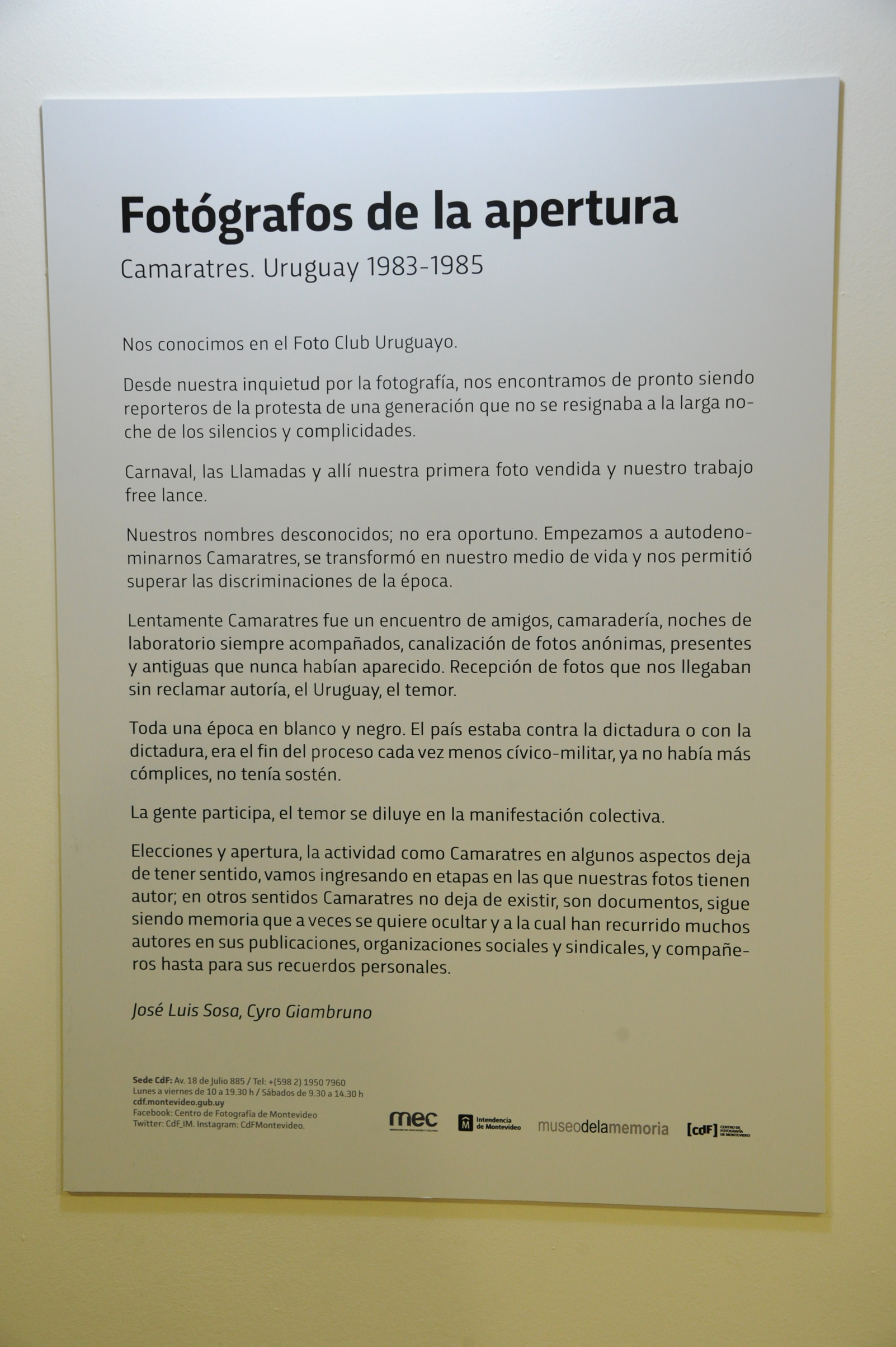 Muestra “Fotógrafos de la apertura”