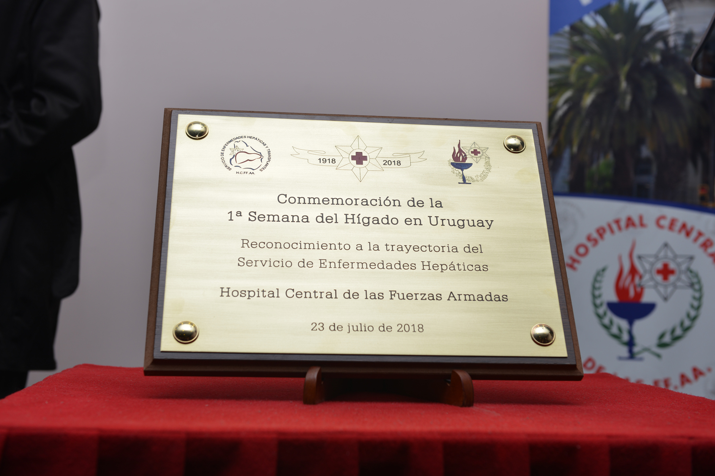 Placa en conmemoración de la Primera Semana del Hígado