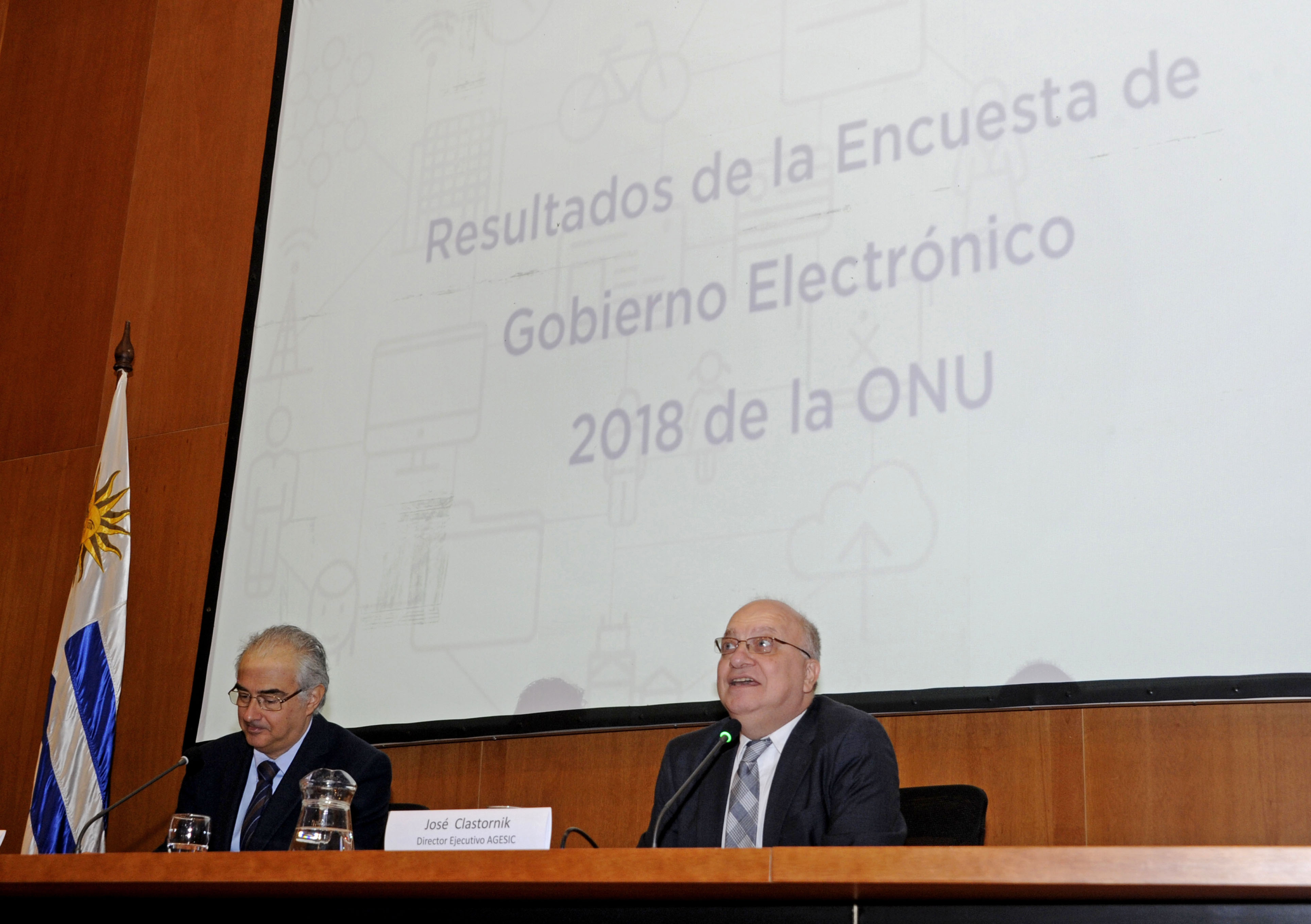 Director de Gobierno Digital de la Organización de las Naciones Unidas, Vicenzo Aquaro, y director ejecutivo de Agesic, José Clastornik