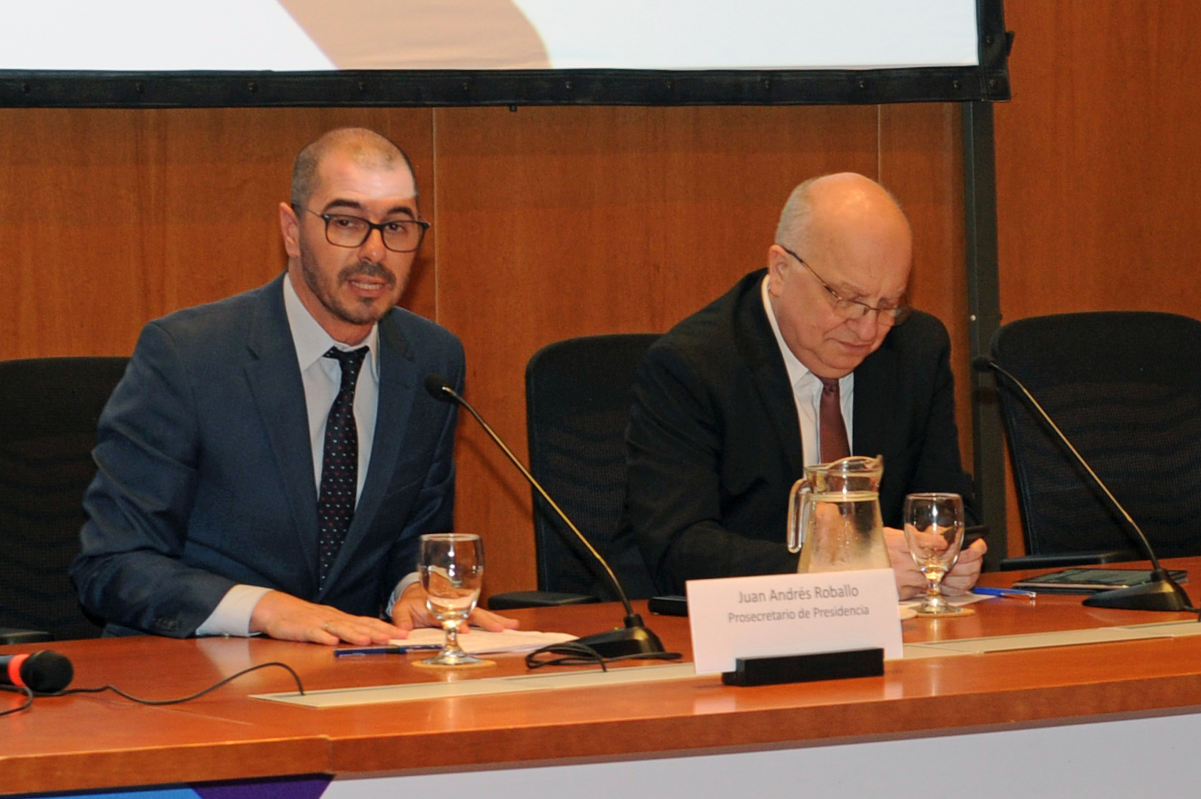 Prosecretario de Presidencia, Juan Andrés Roballo, y director ejecutivo de Agesic, José Clastornik, en Encuentro Agesic 2018