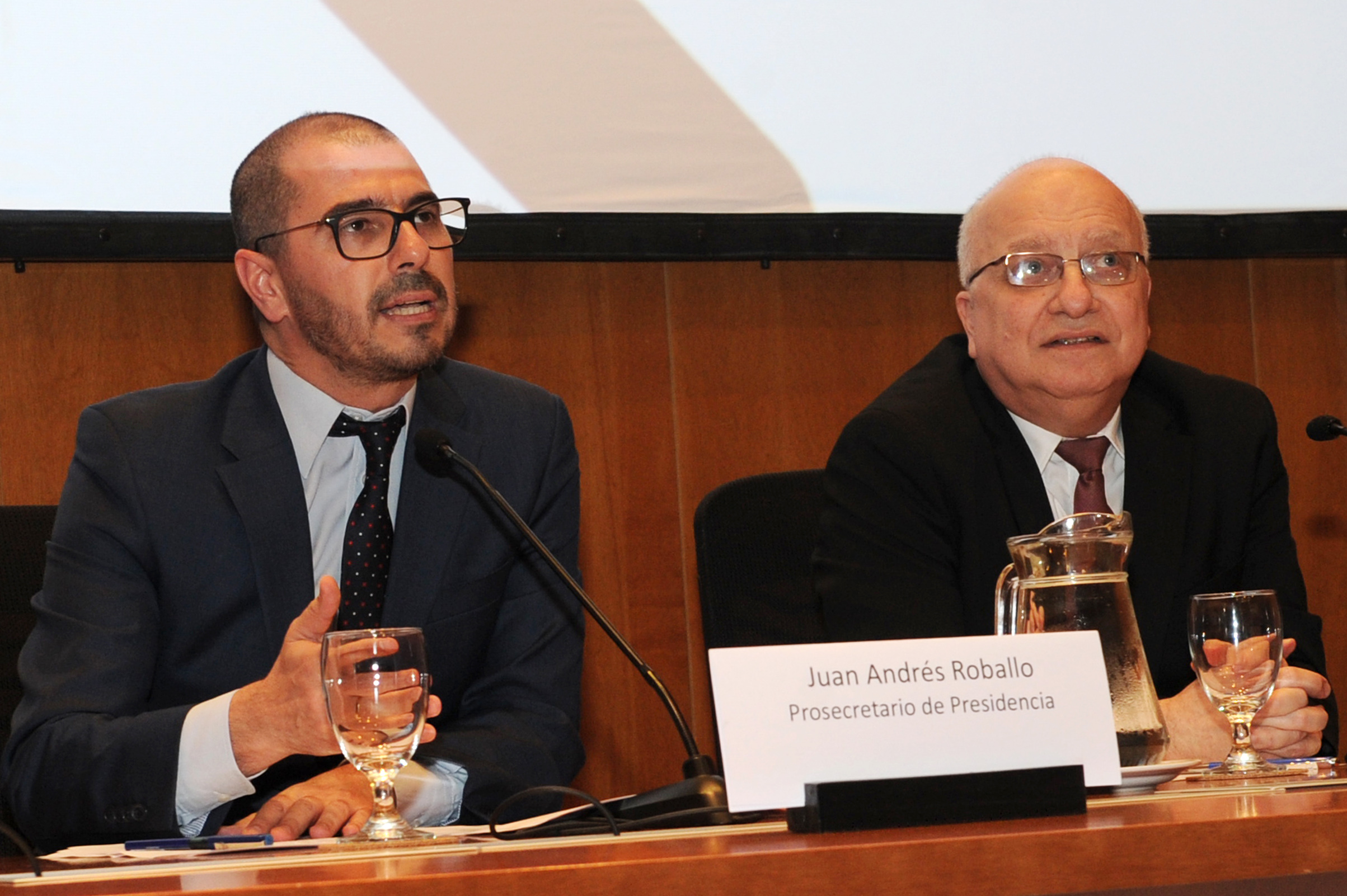 Prosecretario de Presidencia, Juan Andrés Roballo, y director ejecutivo de Agesic, José Clastornik, en Encuentro Agesic 2018