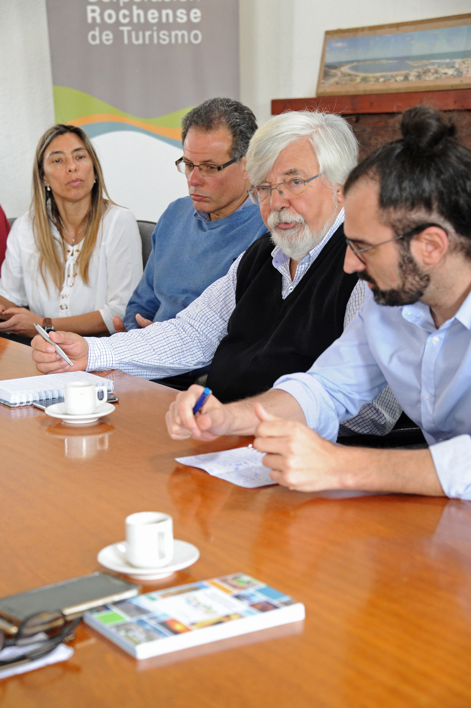 Ministro del Interior, Eduardo Bonomi, y otras autoridades de la cartera durante reuniones de trabajo mantenidas en Rocha