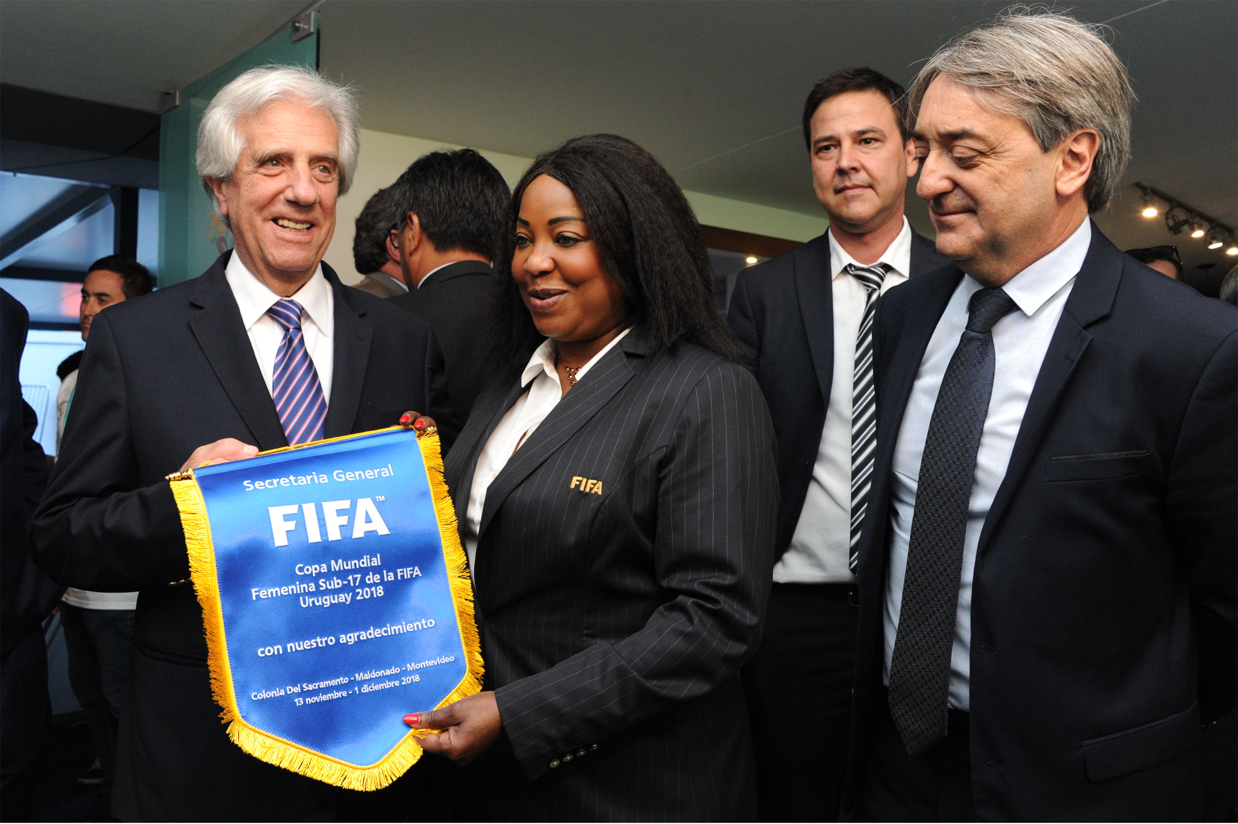 Presidente Tabaré Vázquez encabezó apertura del Mundial de Fútbol Femenino sub-17 en el estadio Charrúa, Montevideo