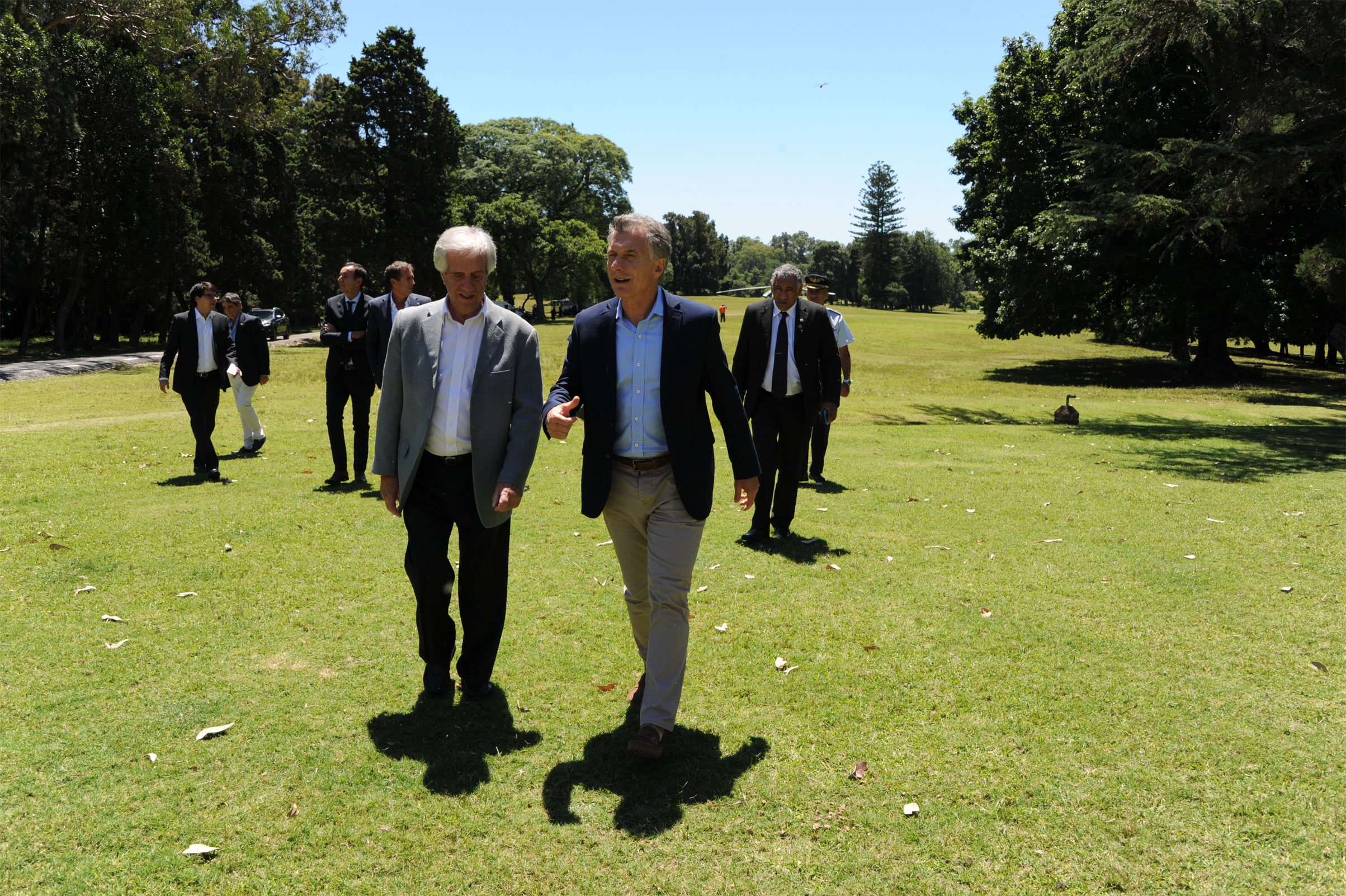 Presidentes Tabaré Vázquez y Mauricio Macri en la estancia oficial del Parque Aarón de Anchorena